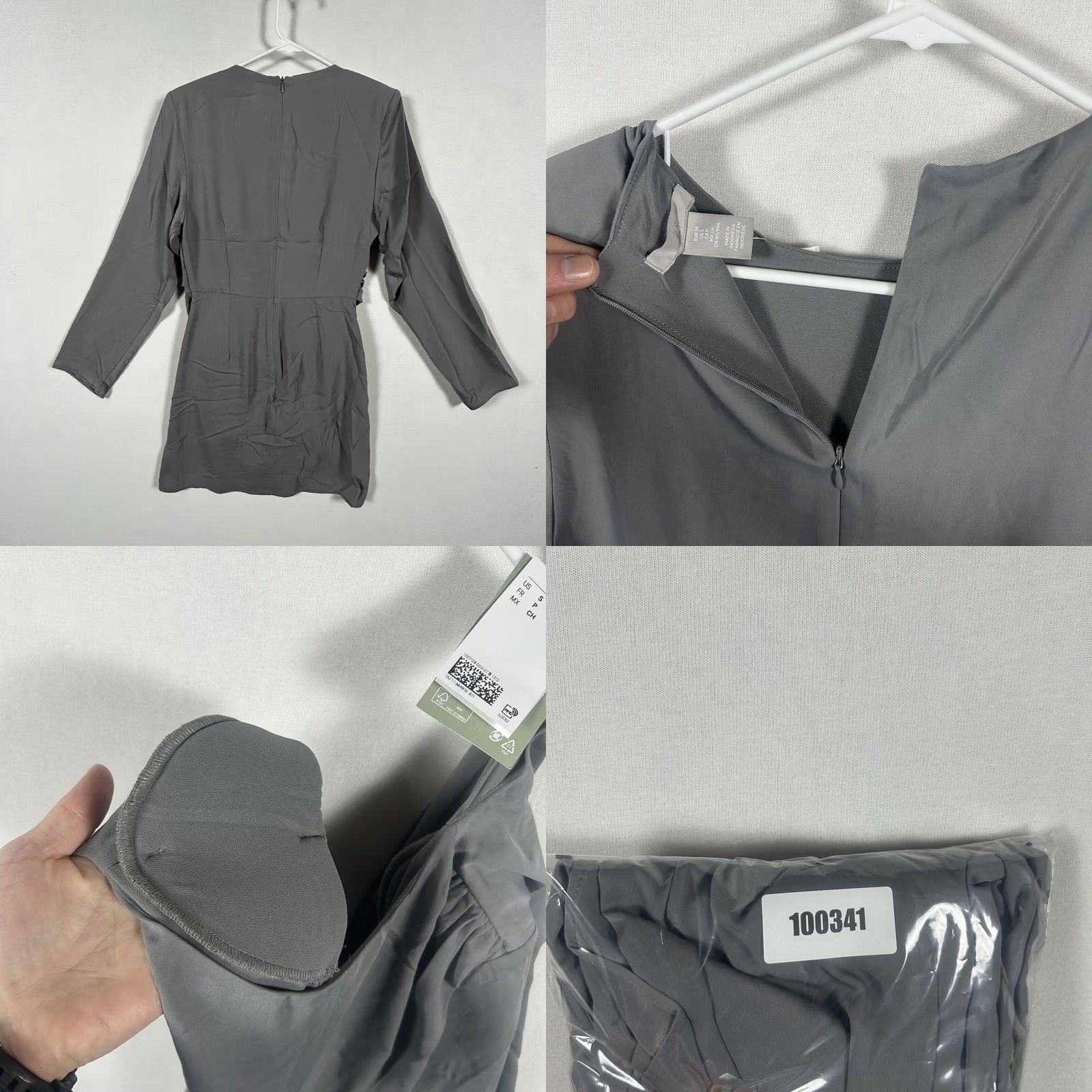 H&M H&M Formal Dress Women S Gray 3/4 Sleeve Knee Length Zip NWT Back Shoulder Patch Blouson Style Size S / US 4 / IT 40 - 9 Thumbnail