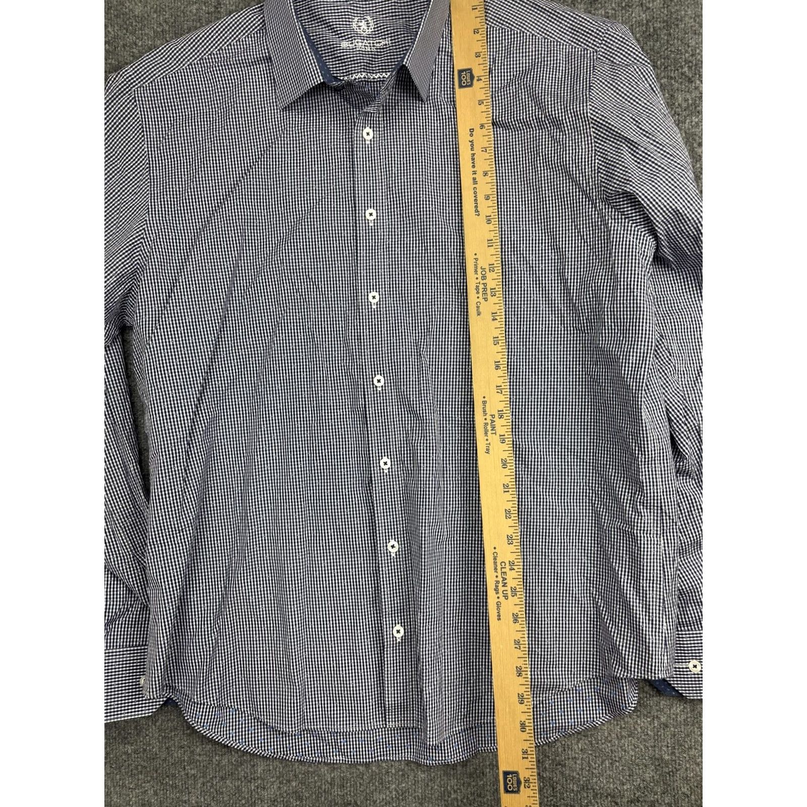 BUGATCHI Bugatchi Shirt Mens 2XL Blue Check Long Sleeve Button Front Cotton Casual Size US XXL / EU 58 / 5 - 4 Thumbnail
