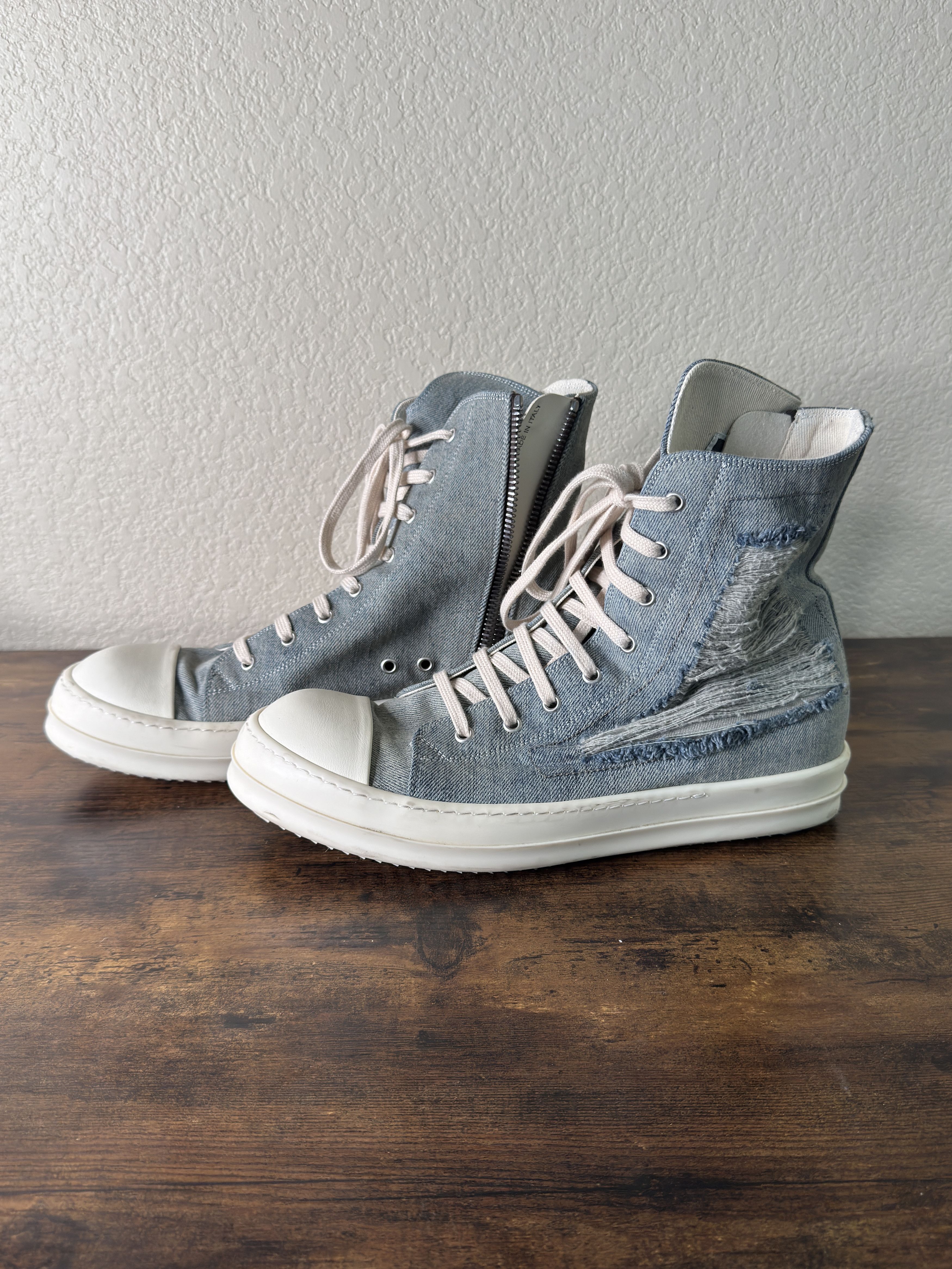 Rick Owens Drkshdw Rick Owens DRKSHDW Denim High-Top Ramones Size US 11 / EU 44 - 1 Thumbnail