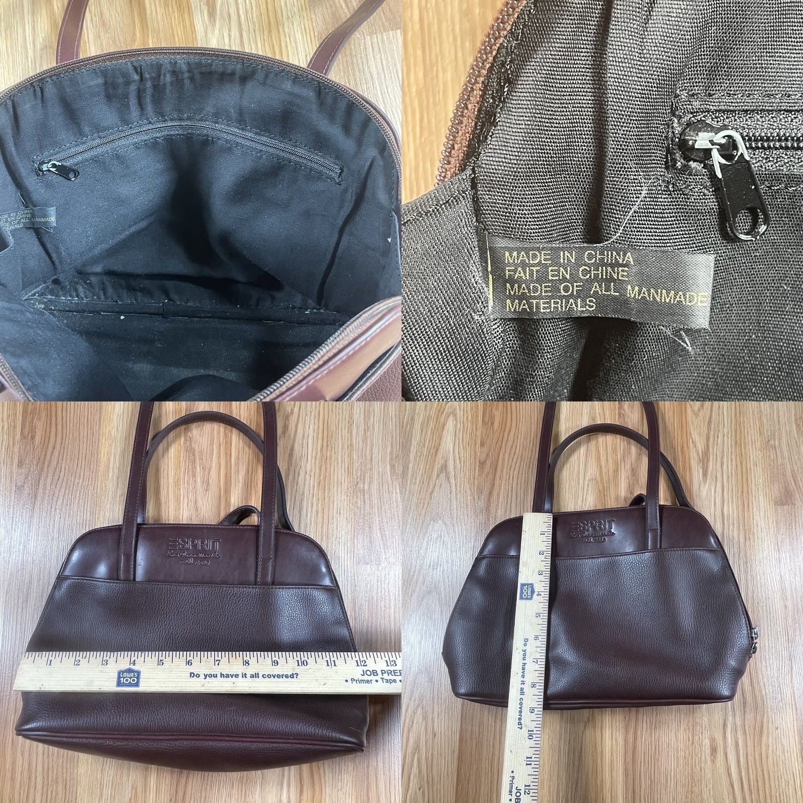 Esprit VINTAGE Esprit Brown Leather Round Zip Shoulder Bag Tote Purse Womens Size ONE SIZE - 8 Thumbnail