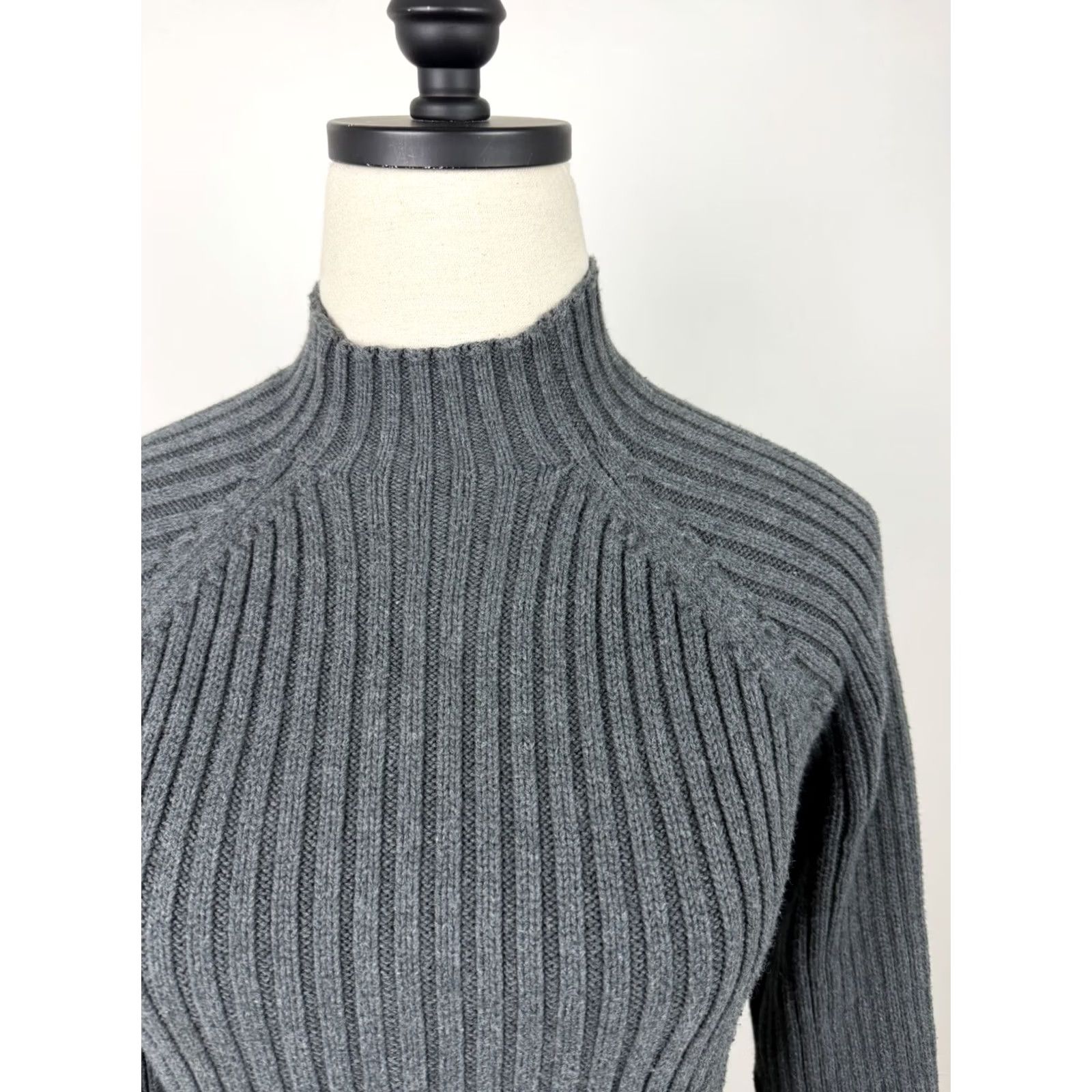 Vintage VINTAGE St. John's Bay Sweater Shirt Womens S Raglan Mock Neck Charcoal Gray Cotton Pullover 80s 90s Grunge Retro Womens Size S / US 4 / IT 40 - 3 Thumbnail