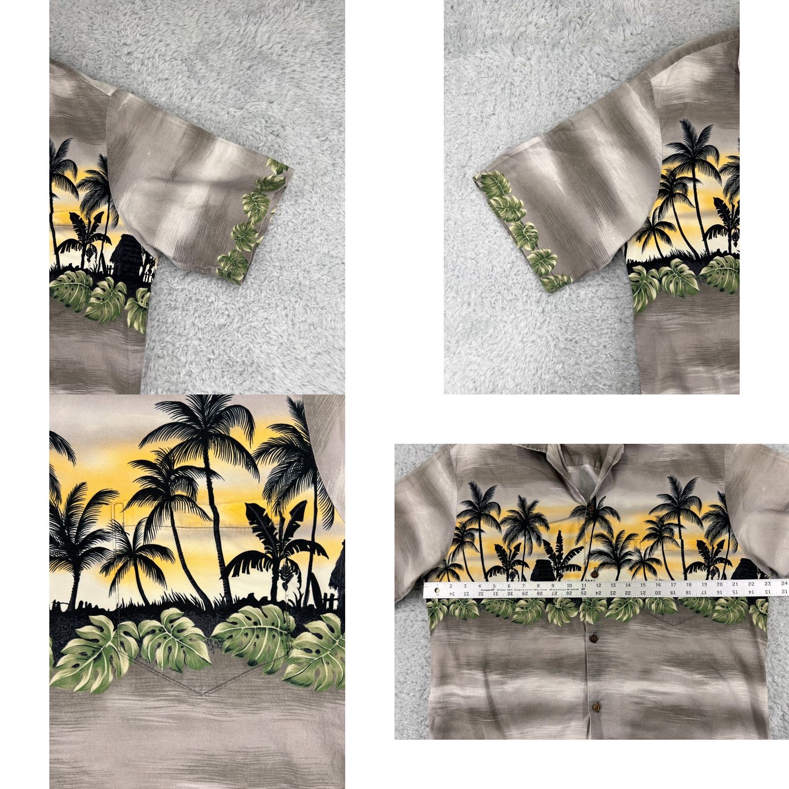 Vintage Winnie Fashion Hawaiian Shirt Mens XL Gray Button Palm Trees Hut Button Shirt Size US XL / EU 56 / 4 - 8 Thumbnail