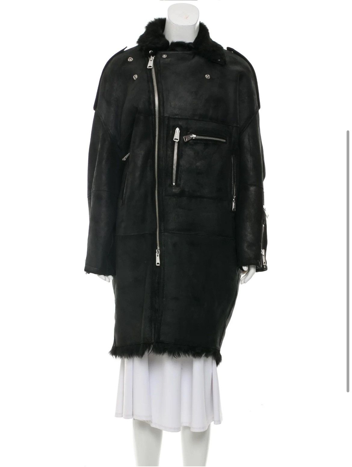 R13 R13 Oversized Shearling Moto Biker Coat $7995 Rick Owens Size S / US 4 / IT 40 - 1 Thumbnail