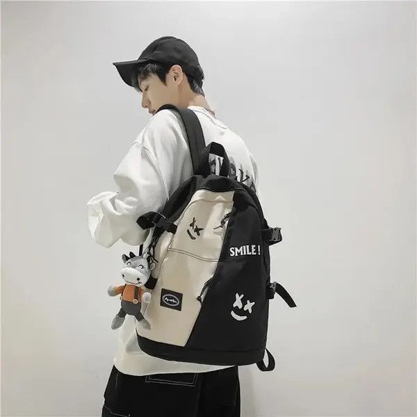 Other Fashion punk colorblock smile backpack aesthetic Size ONE SIZE - 3 Thumbnail