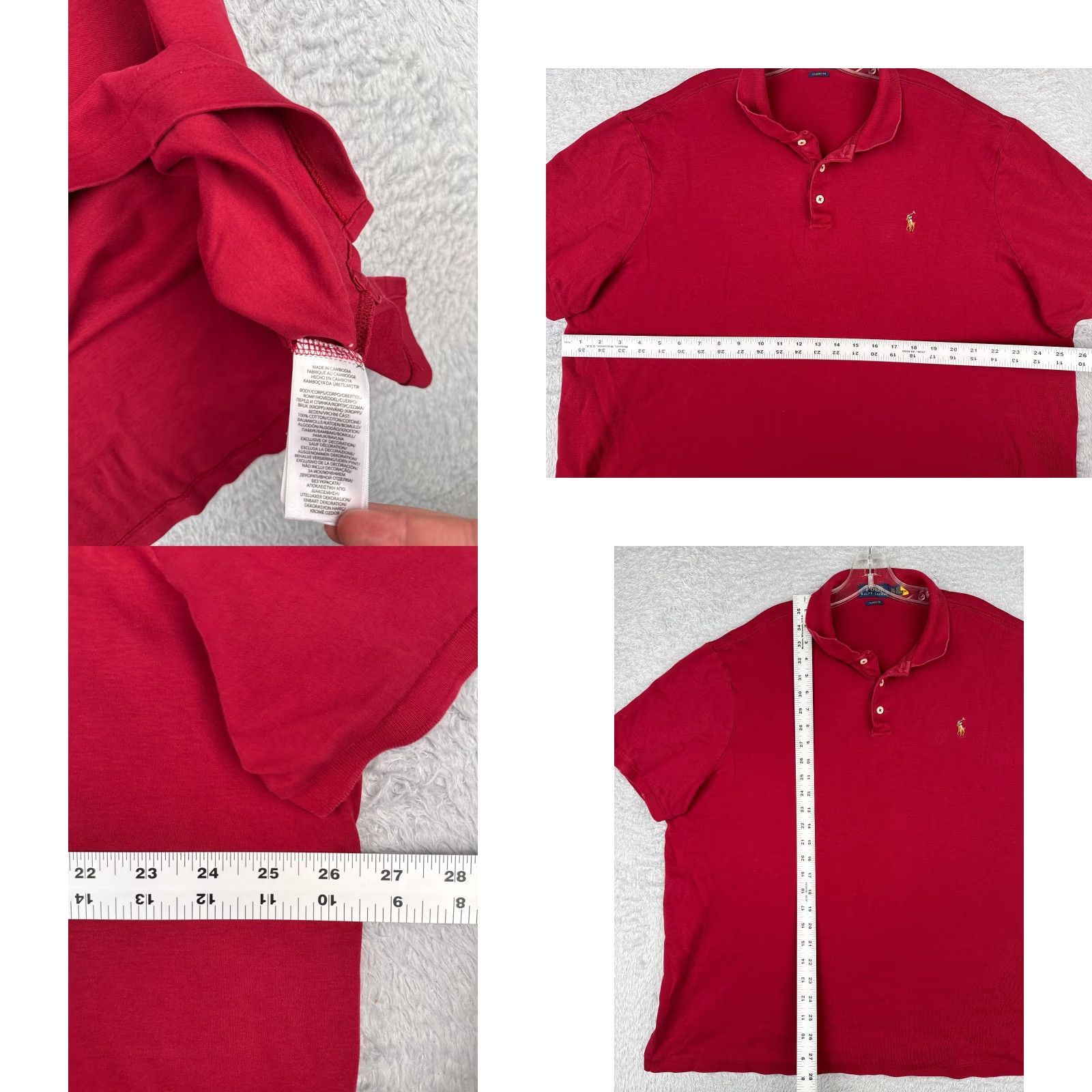 Ralph Lauren VINTAGE Polo Ralph Lauren Polo Shirt Men 2XL Red Short Sleeve Cotton Classic Fit Size US XXL / EU 58 / 5 - 8 Thumbnail