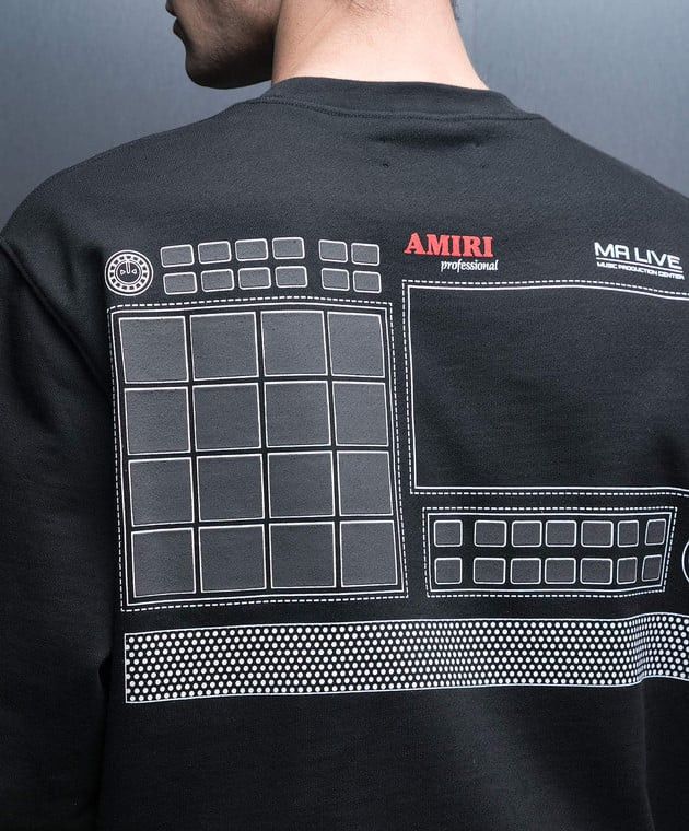 Amiri o1mle0725 Drum Machine Crewneck Sweatshirt in Black Size US XL / EU 56 / 4 - 4 Thumbnail