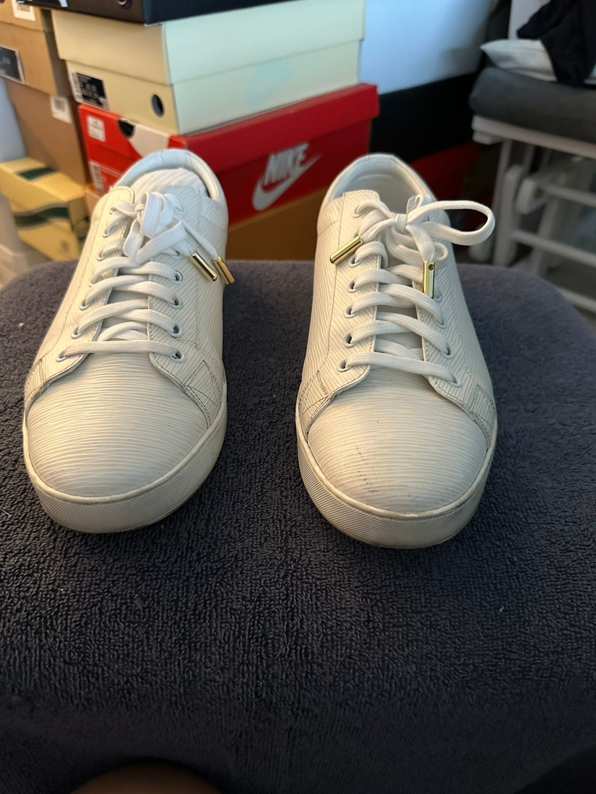 Louis Vuitton Cream Epi Leather Match Up Sneakers Size 40.5 at