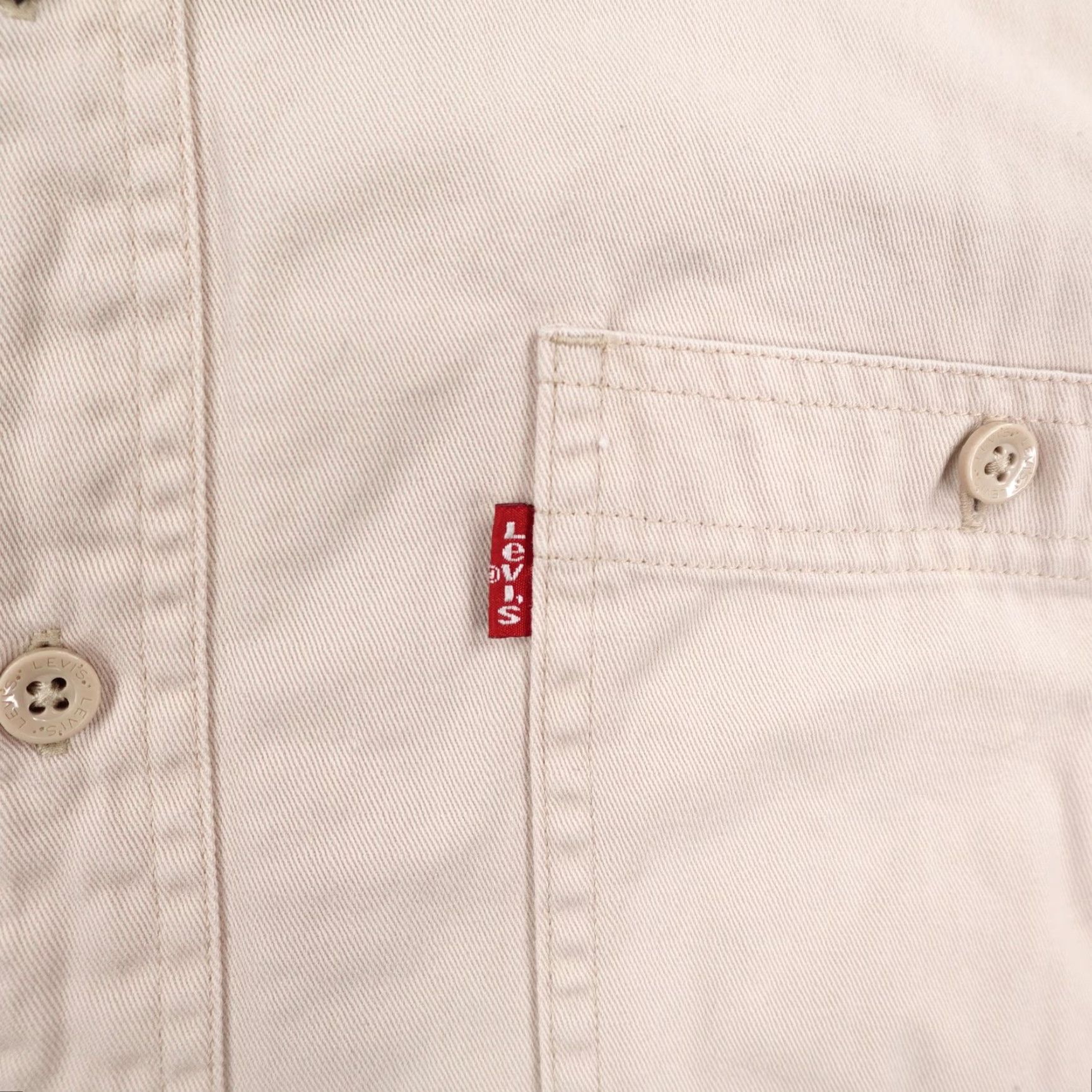 Levi's Levis Shirt Mens Large Beige Khaki Twill Flannel Lined Button Up Shacket Utility Size US L / EU 52-54 / 3 - 3 Thumbnail