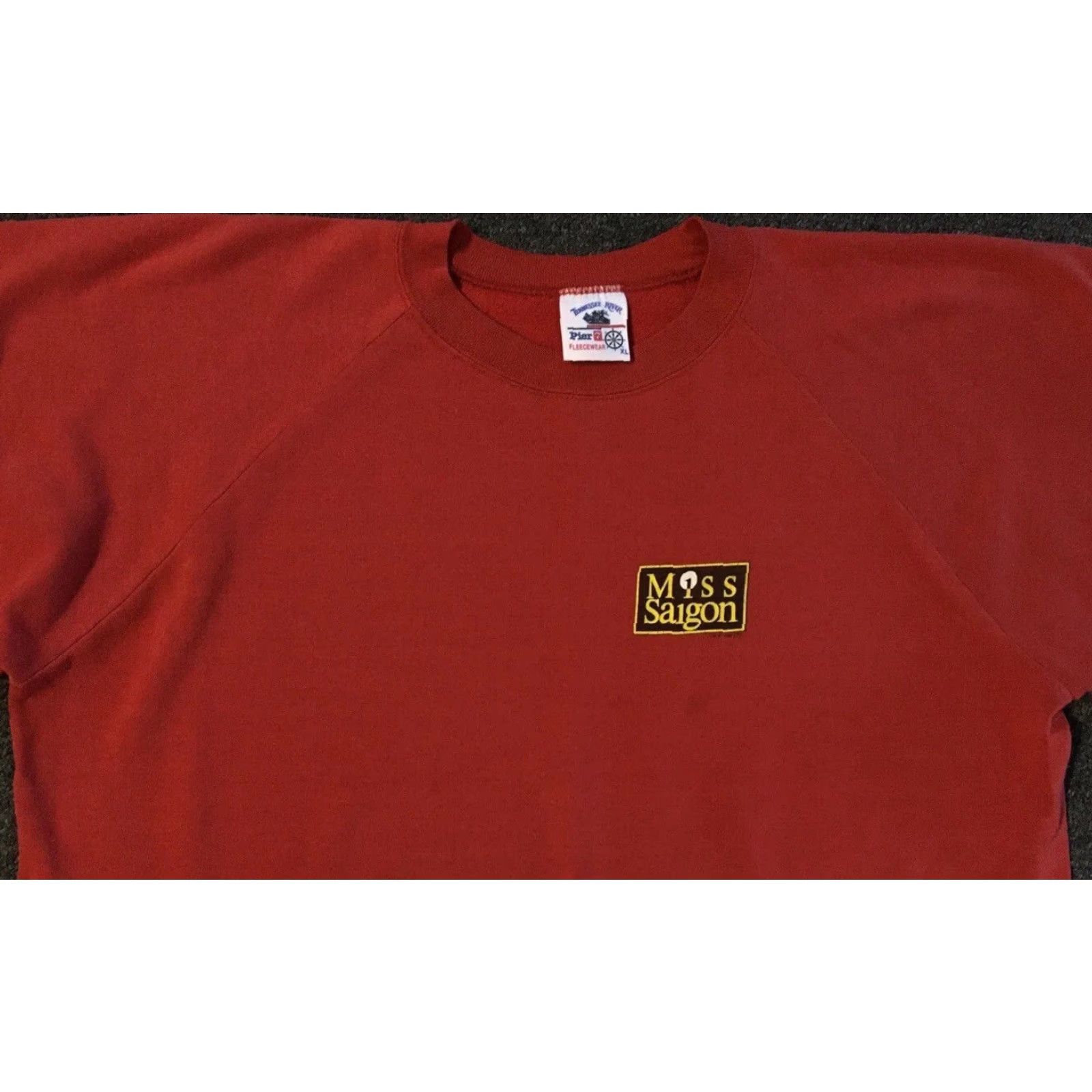 Vtg 80s Miss Saigon Musical Faded Promo Sweatshirt L Acting Play Drama Grunge Hoodie Men Red