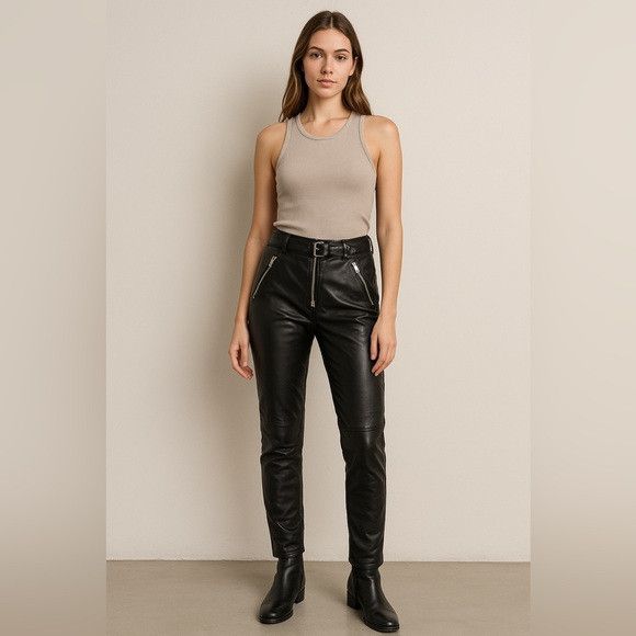 Other E.ssue Black Faux Leather Pants Size M Size 26" / US 2 / IT 38 - 1 Thumbnail
