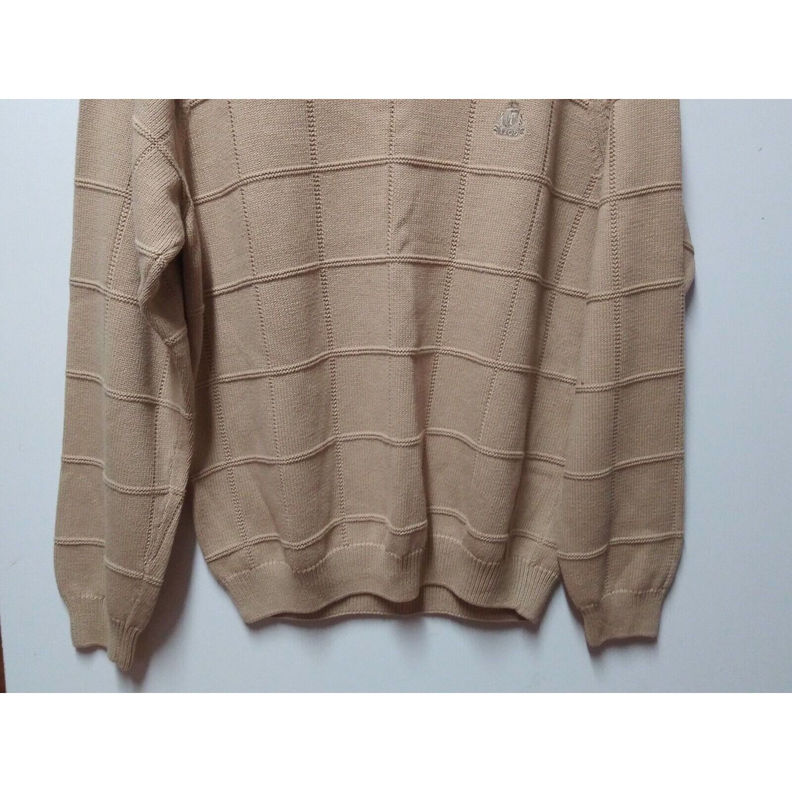 Izod IZOD Sweater Mens Sz L Tan Cotton Knit Pullover Squares Long Size US L / EU 52-54 / 3 - 6 Thumbnail