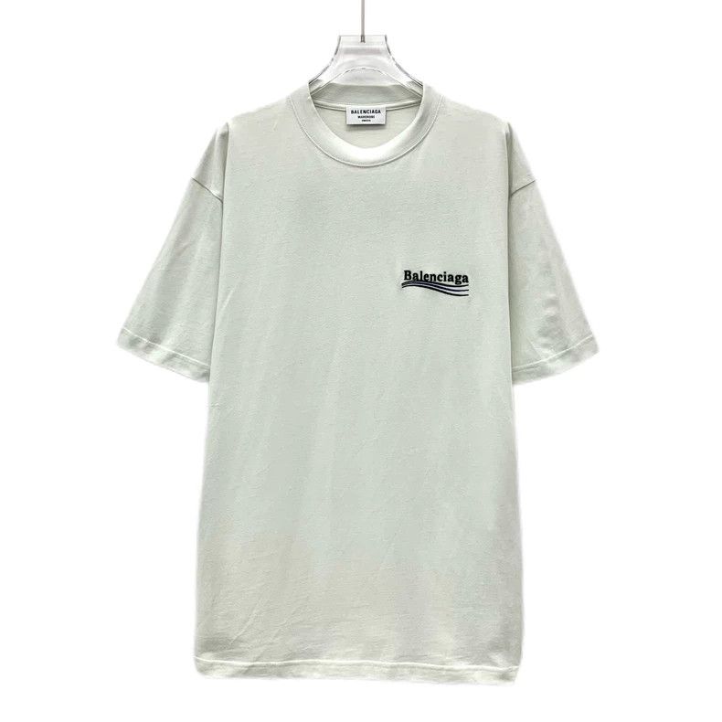 Balenciaga White logo monogram embroidered cotton crewneck
