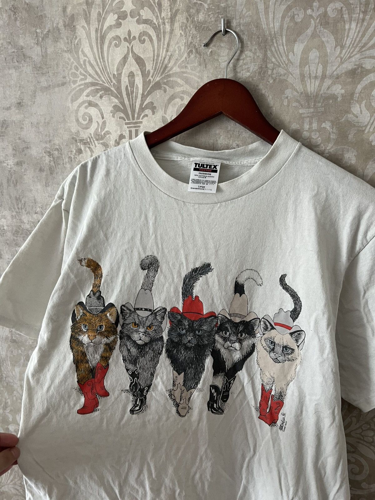 Tultex Vintage 90s Tultex Cowboy Cats Boots Graphic T-Shirt USA Size US L / EU 52-54 / 3 - 2 Thumbnail