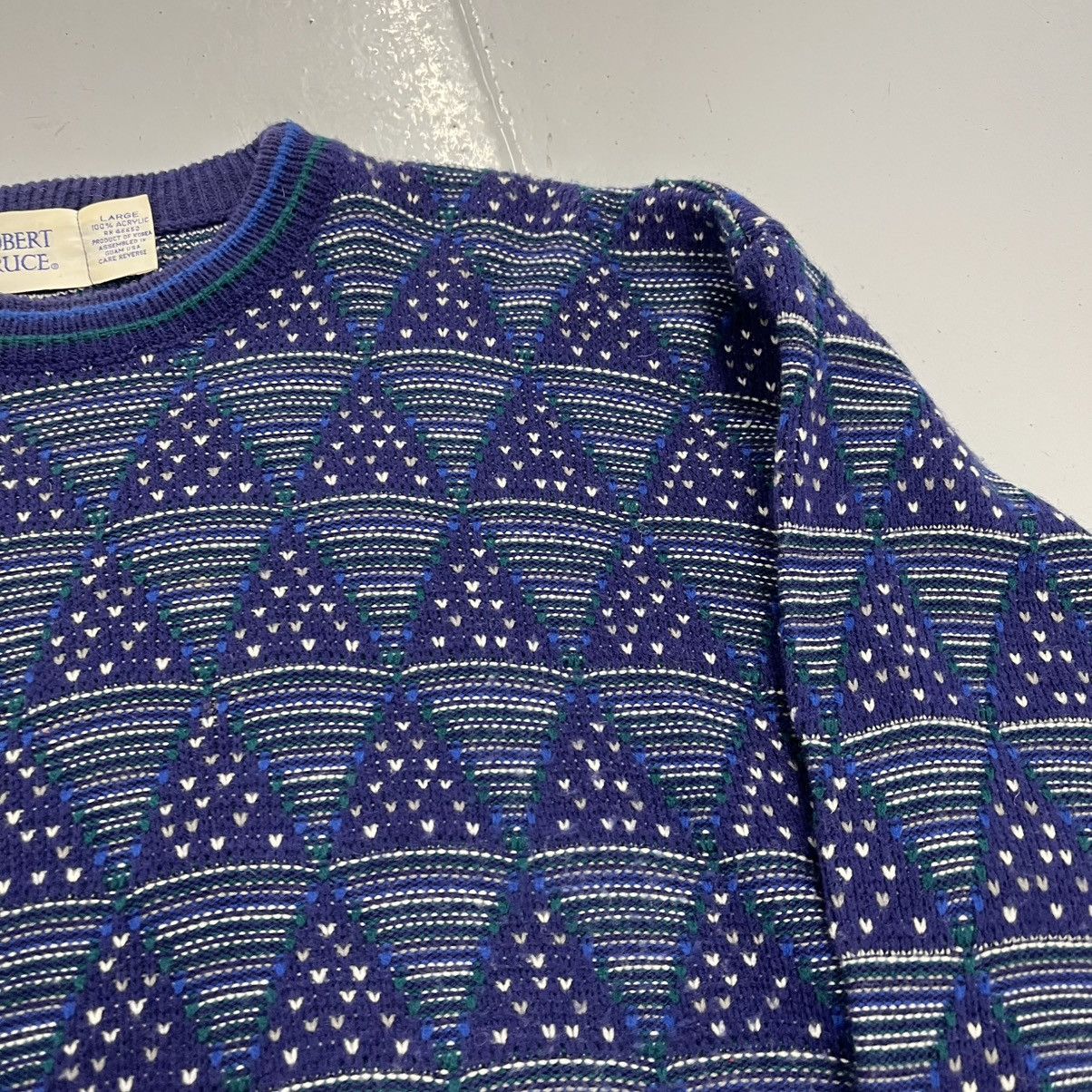 Other Vintage 90s Robert Bruce Blue Geometric Pattern Sweater Size US L / EU 52-54 / 3 - 2 Thumbnail