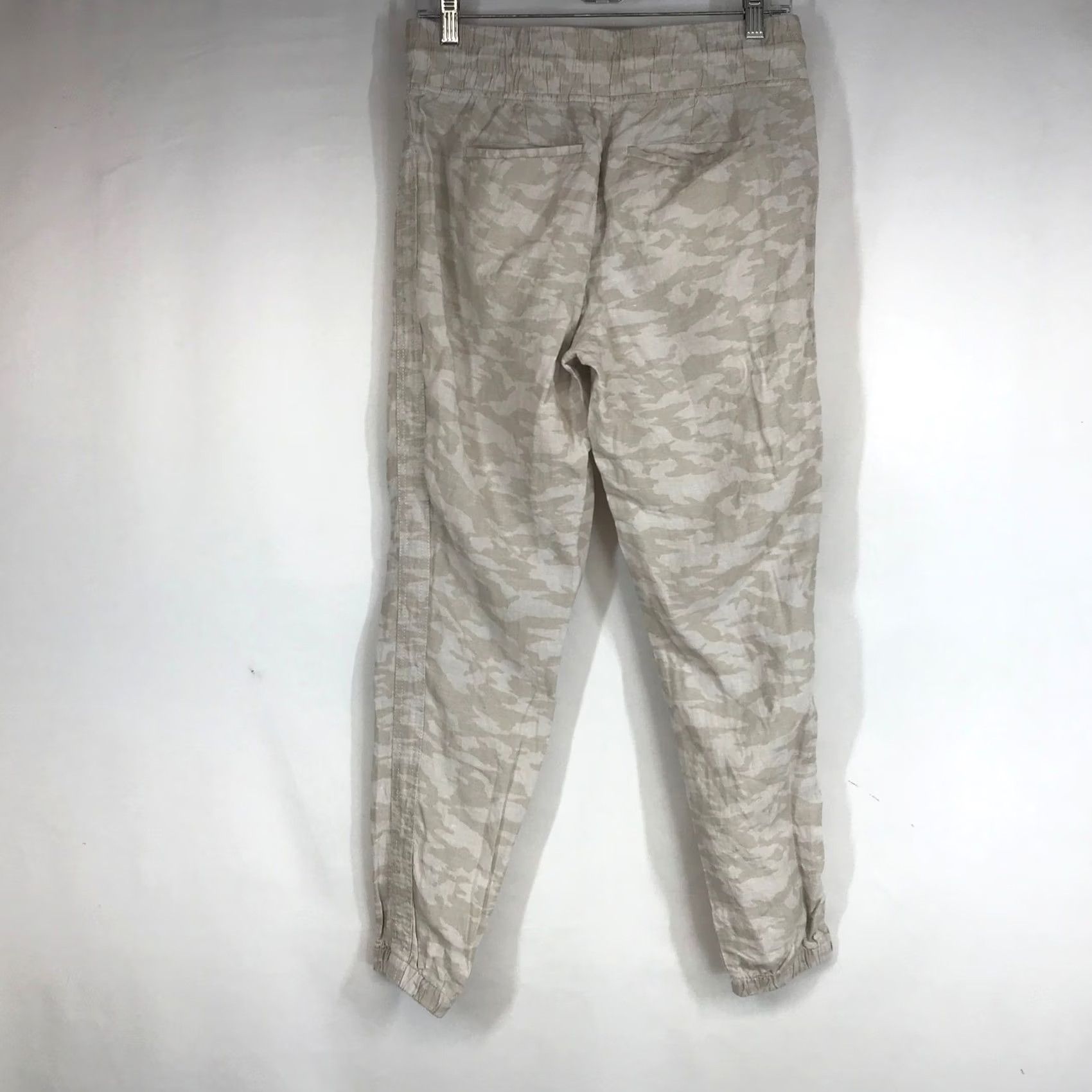 Athleta Athleta Cabo Tide Linen Jogger Pants Tan Beige Camo Size 4 Zip Pocket Relaxed Womens Size 27" / US 4 / IT 40 - 4 Thumbnail