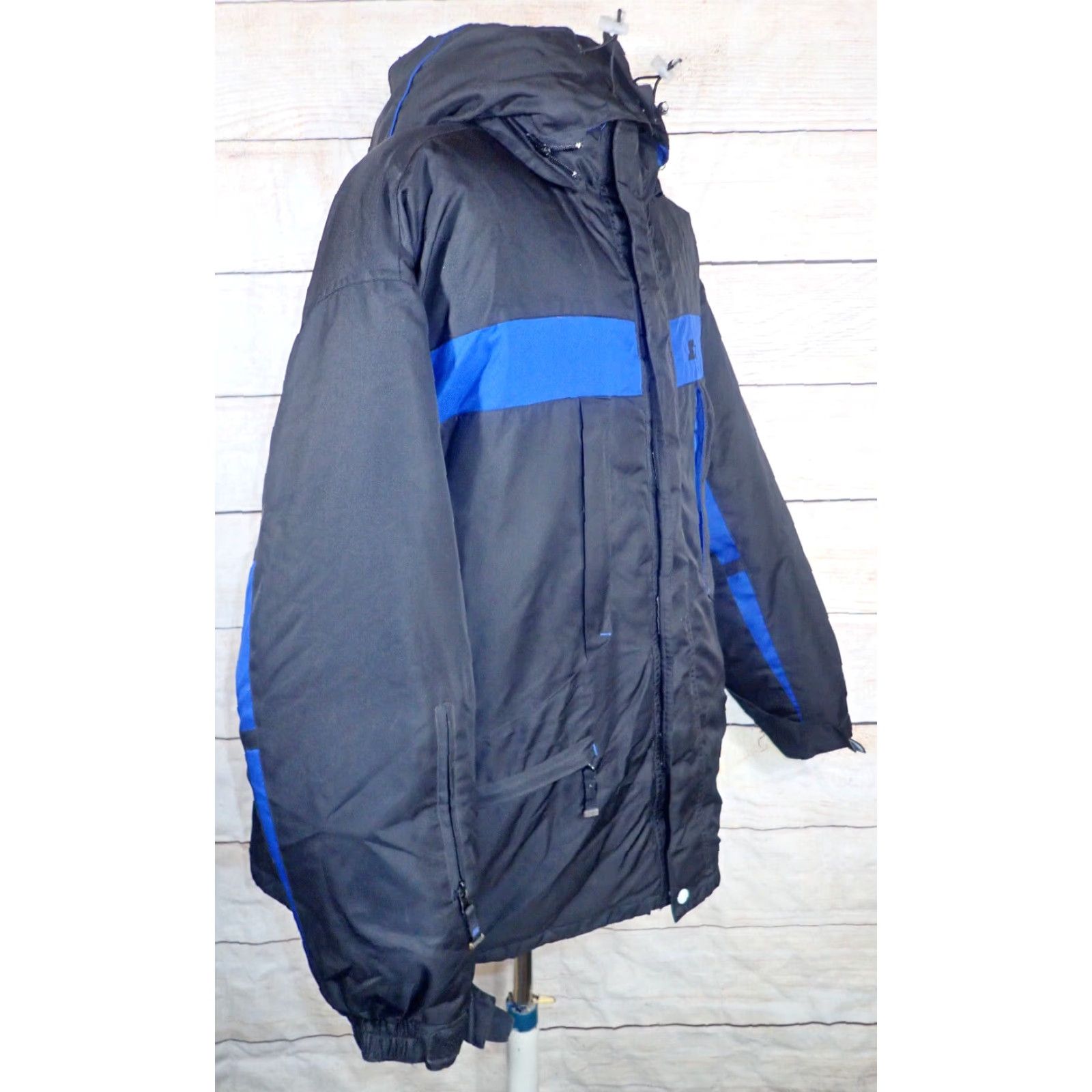 Starter VINTAGE STARTER Men's XL Down Feather Lined Jacket Heavy Duty Ski Winter Coat Black Blue Size US XL / EU 56 / 4 - 2 Thumbnail