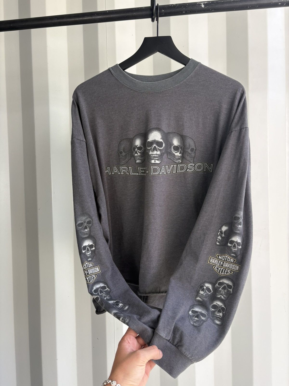 Harley Davidson Harley Davidson Skull Thrashed Faded Distressed Shirt GRUNGE Size US XL / EU 56 / 4 - 1 Thumbnail