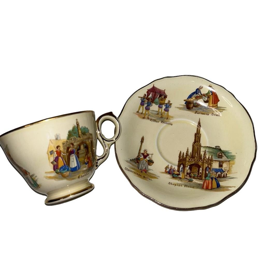 Designer Vintage Royal Winton Old English Markets Cup & Saucer Size ONE SIZE - 1 Thumbnail