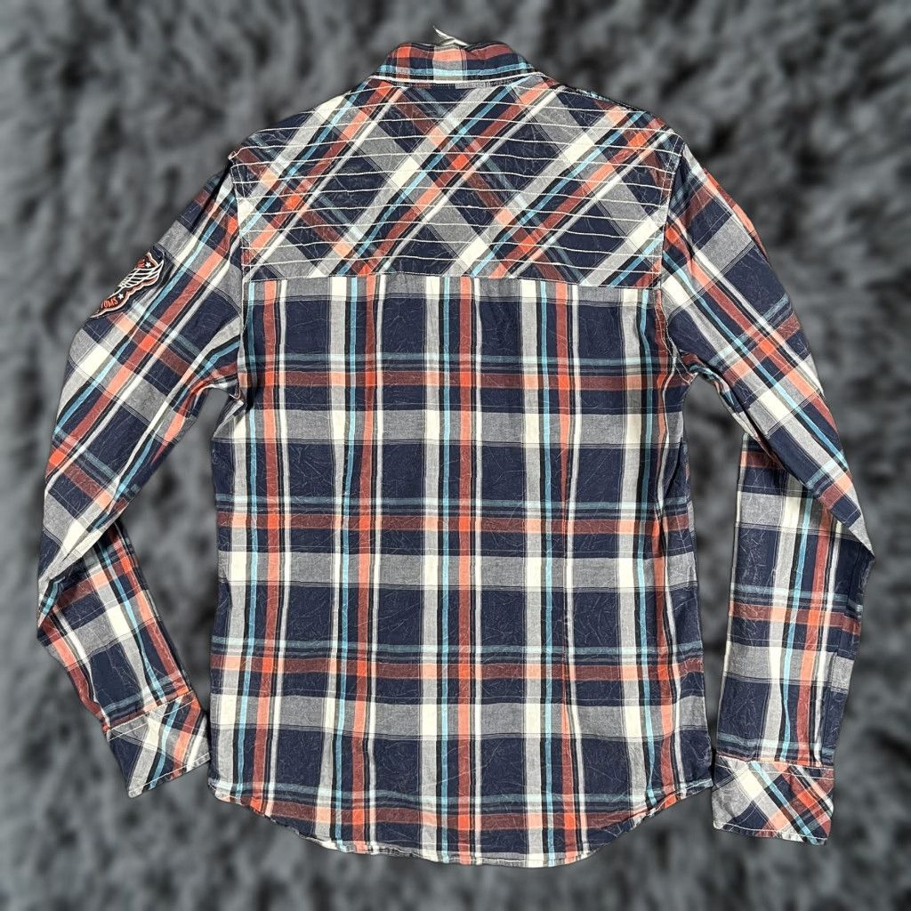 Affliction Affliction Shirt Mens M Blue Plaid Long Sleeve Western Biker Patch Casual Size US M / EU 48-50 / 2 - 1 Thumbnail