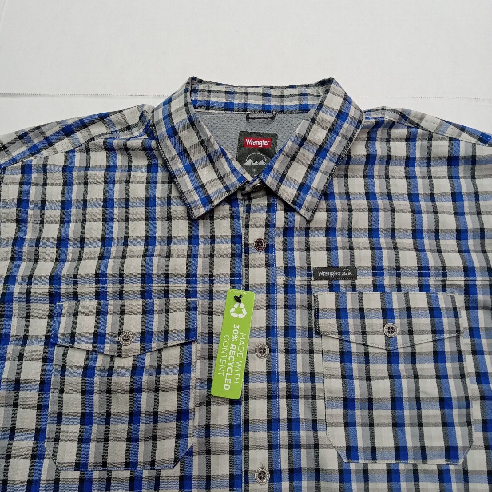 Wrangler Wrangler Utility Shirt Men's XL Blue Gray Plaid Regular Fit Size US XL / EU 56 / 4 - 2 Thumbnail