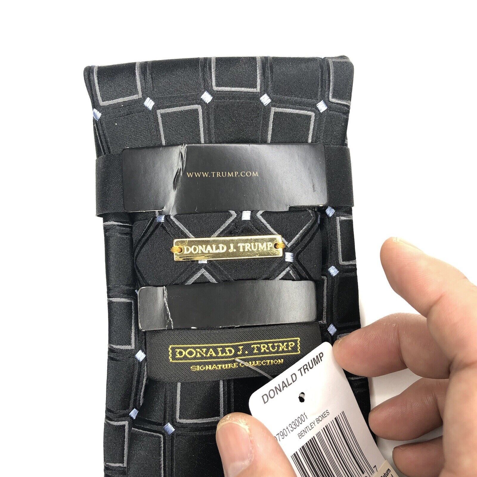 Donald Trump Donald J. Trump 100% Silk Men Tie Black Plaids Checks Size ONE SIZE - 4 Thumbnail