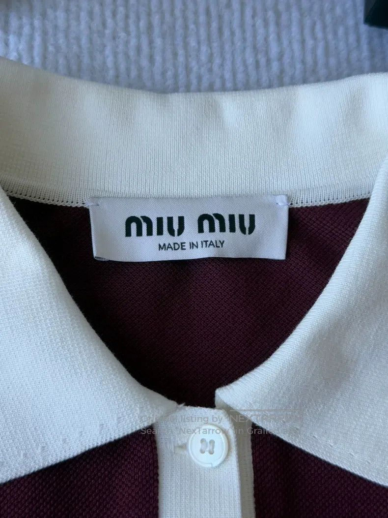 Miu Miu Miu Miu Size s Wine red polo long sleeve top Size S / US 4 / IT 40 - 4 Thumbnail
