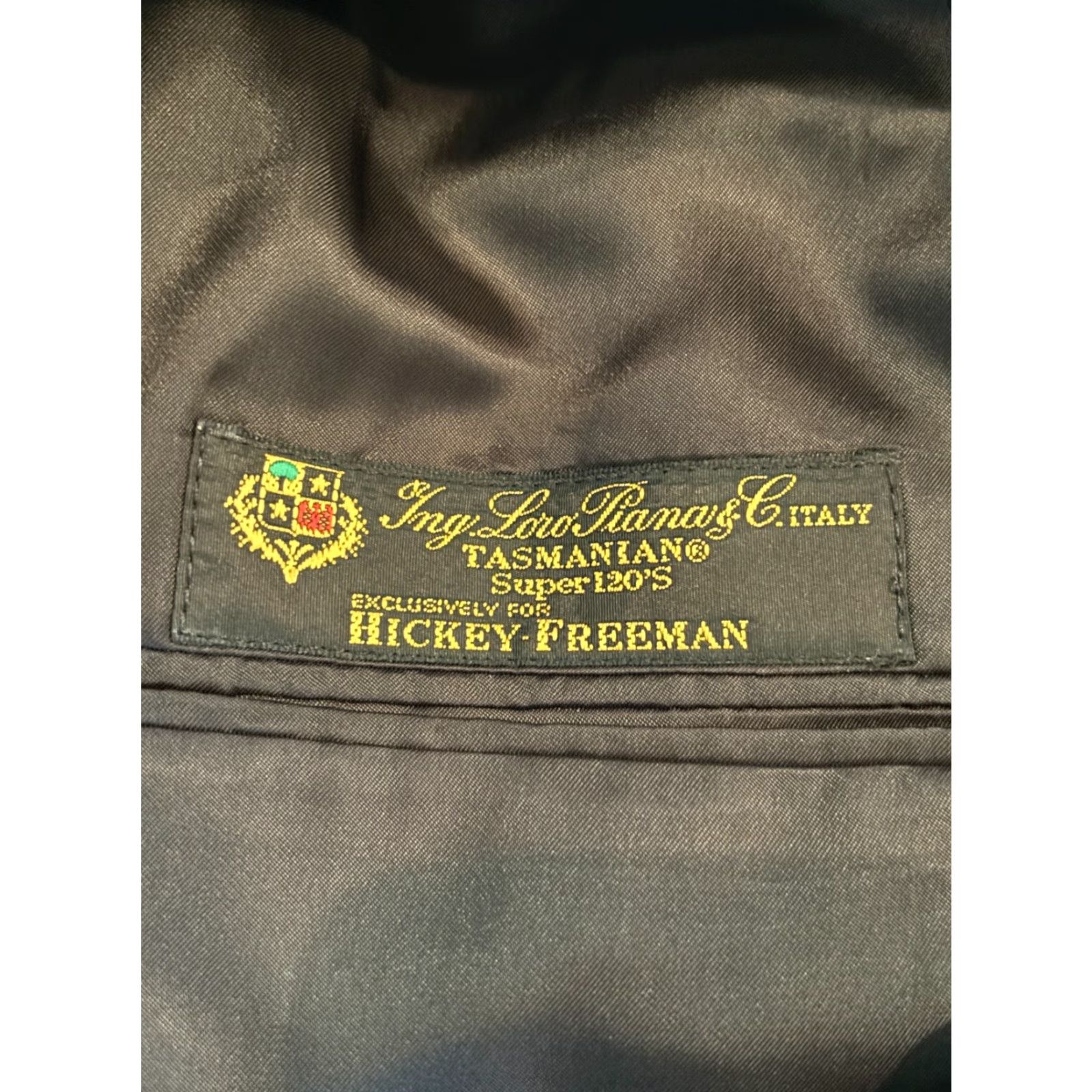Vintage Hickey Freeman Loro Piana 100% Wool Black Striped Blazer Sport Jacket 44R Mens Blazer Regular Notch Two-Button Jacket Front Vented Size 44R - 5 Thumbnail