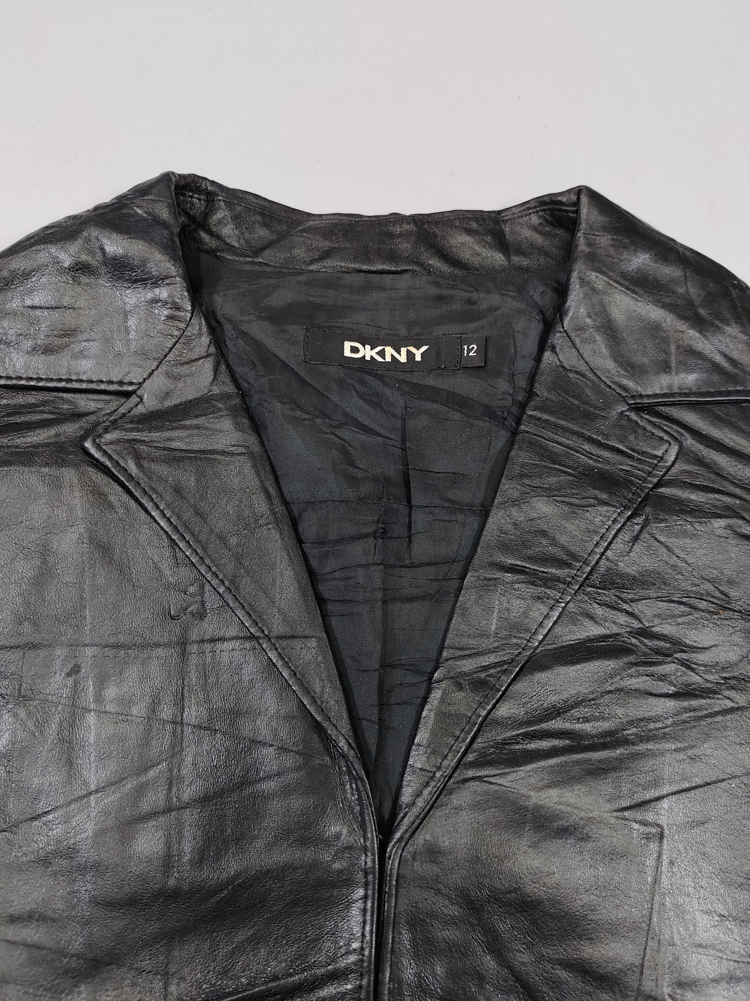 DKNY 90s DKNY- Y2K Oversize Boxy Lambskin Minimal Leather Jacket Size L / US 10 / IT 46 - 7 Thumbnail