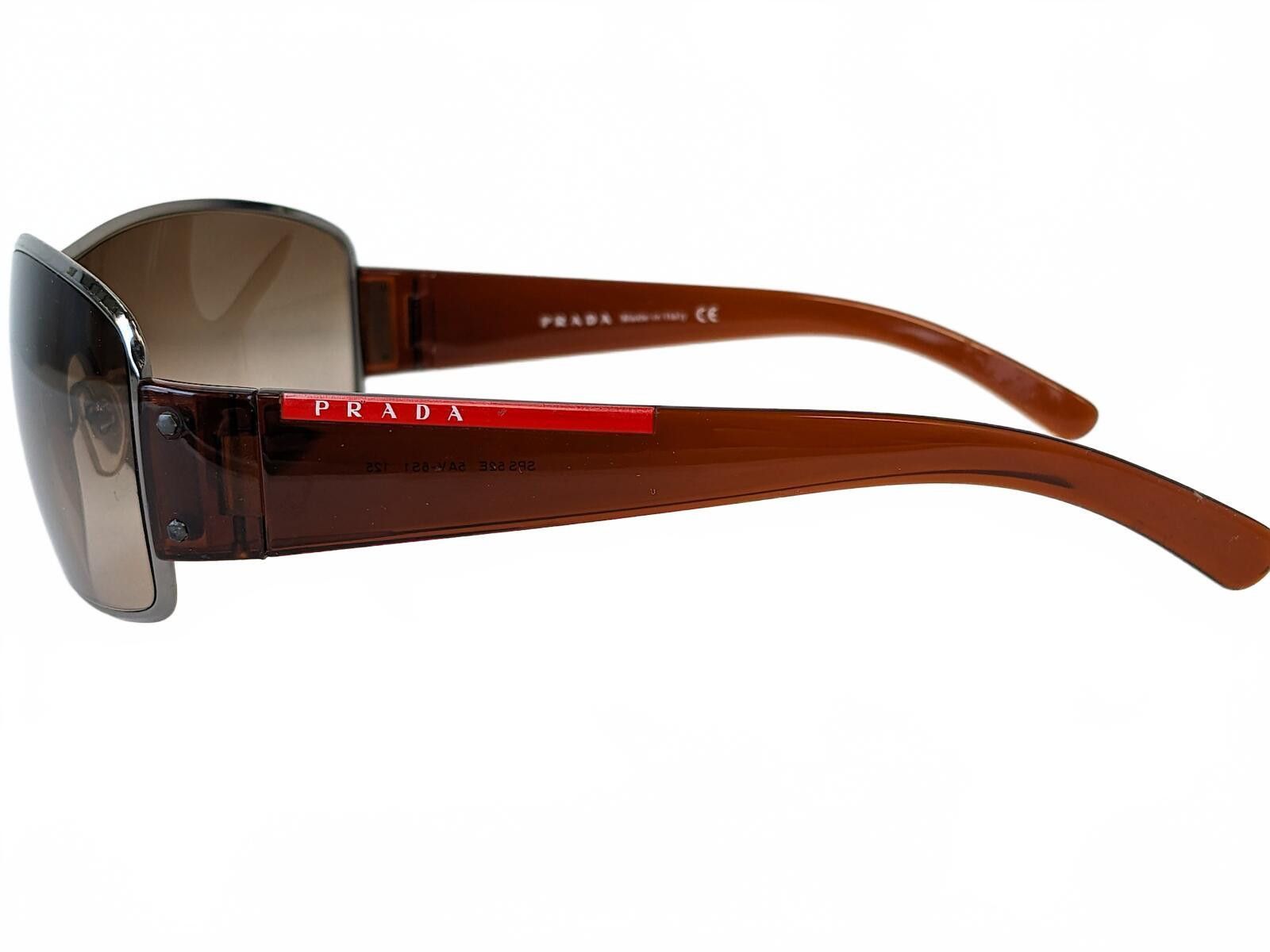 Prada Prada SPS 52E Sunglasses Italy Linea Rossa Face Shield Brown Size ONE SIZE - 6 Thumbnail