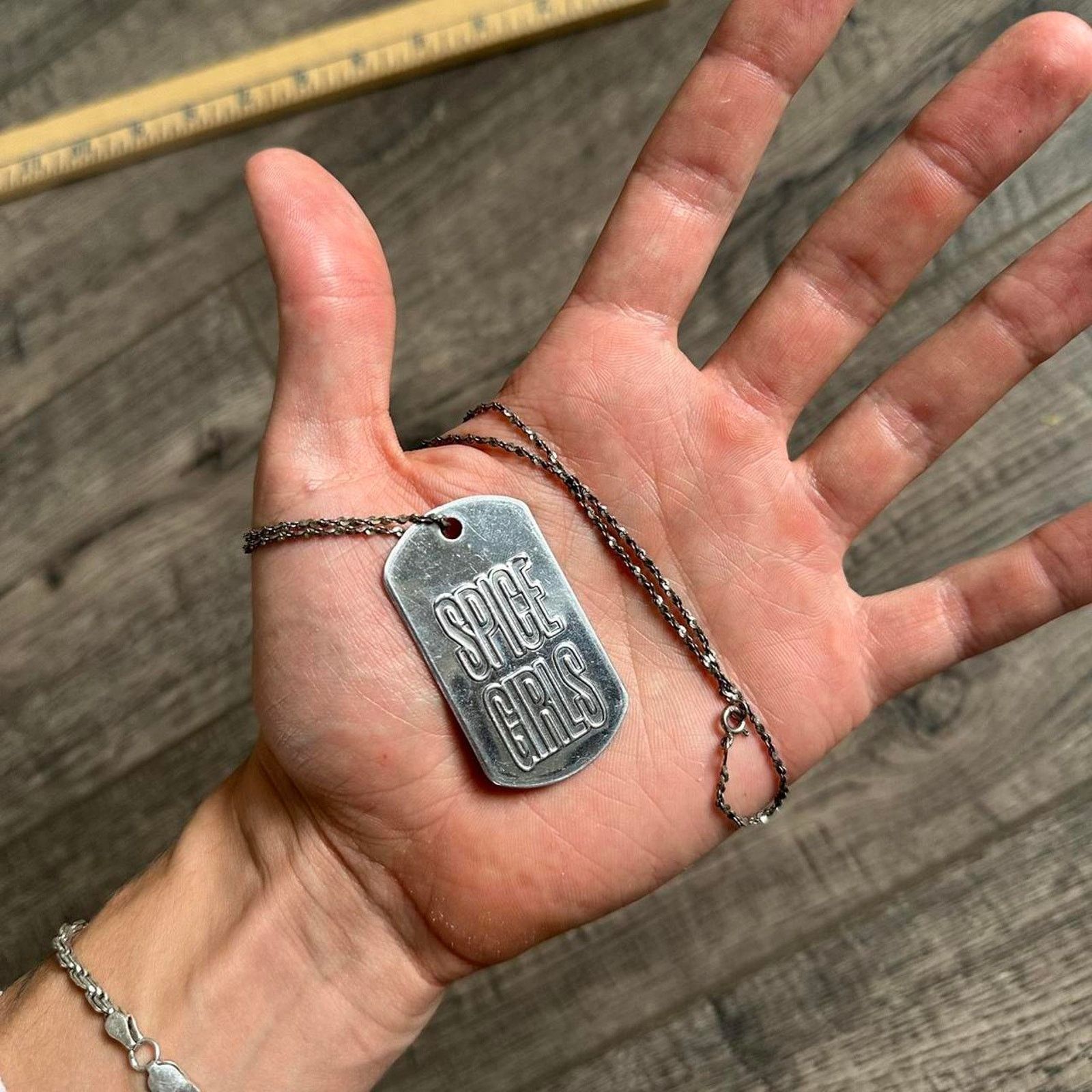 Vintage Vintage Y2K Spice Girls 925 Silver Dog Tag Pendant Necklace Size ONE SIZE - 2 Thumbnail