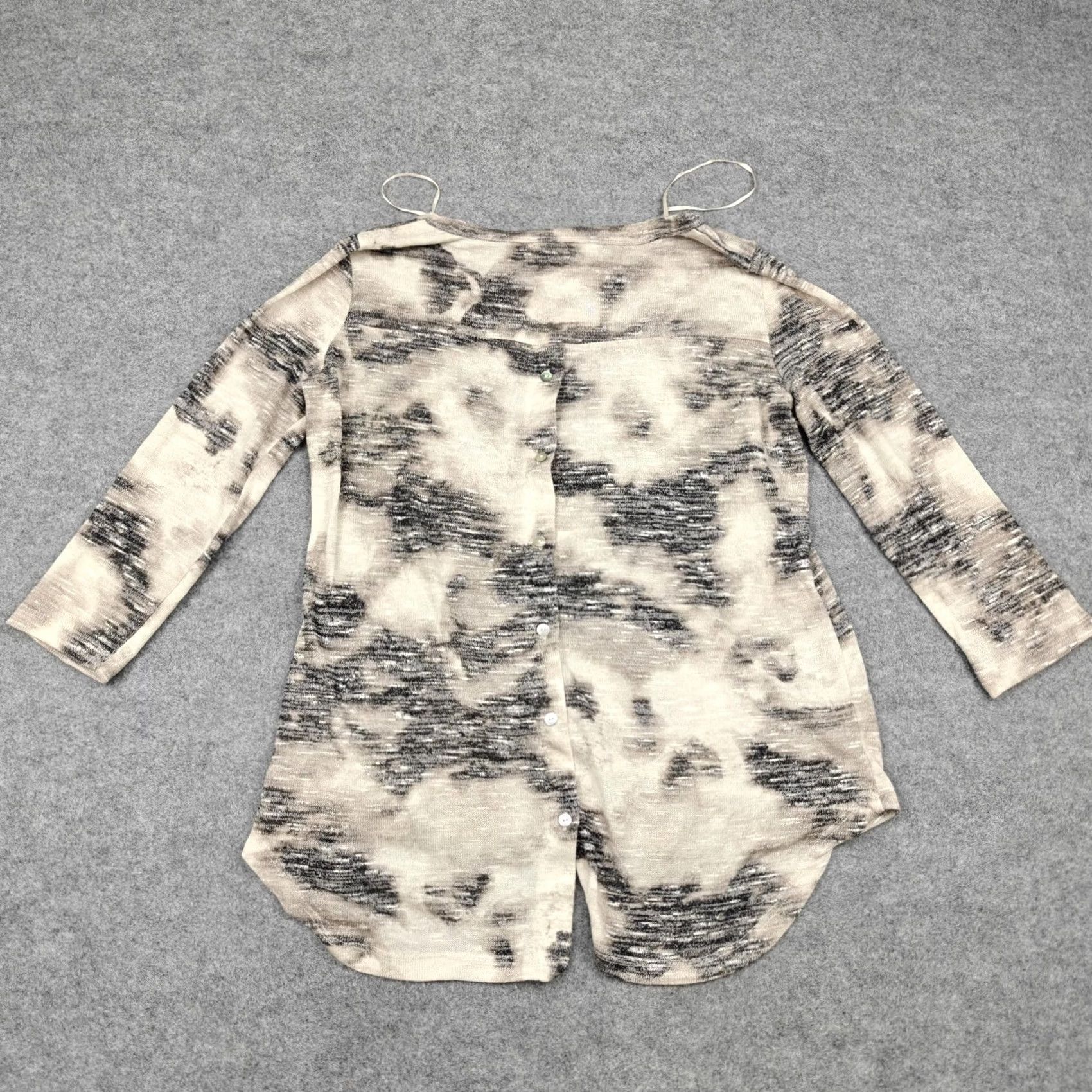 Vintage Rose + Olive Blouse Womens Medium Beige Camo Knit Button Back Tunic Top New Size M / US 6-8 / IT 42-44 - 6 Thumbnail