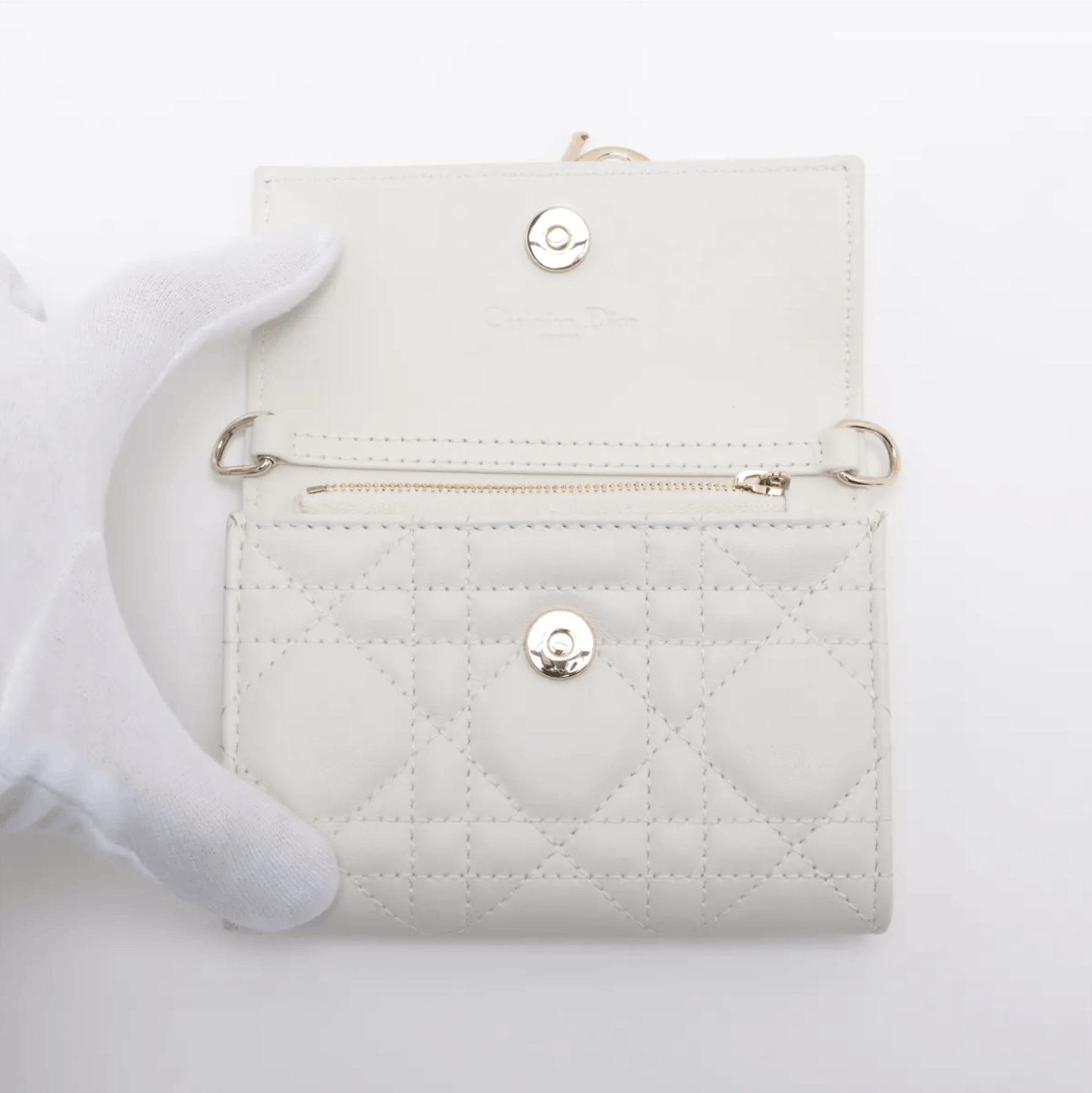 Dior Dior Leather Chain Shoulder Wallet Off-White Size ONE SIZE - 4 Thumbnail