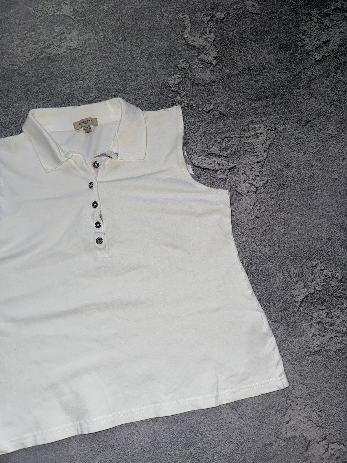 Burberry × Vintage Burberry XL Wmns white polo tank sleeveless tee T-shirt Size L / US 10 / IT 46 - 6 Thumbnail
