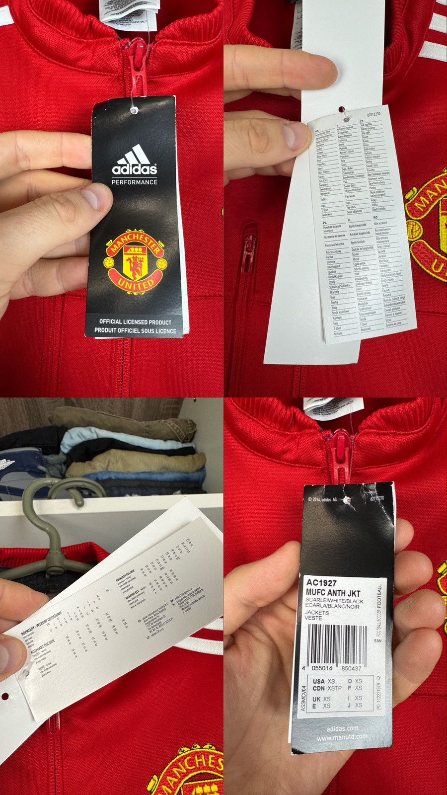 Adidas NWT Adidas Manchester United 2015 2016 Soccer Track Jacket Size US XS / EU 42 / 0 - 3 Thumbnail