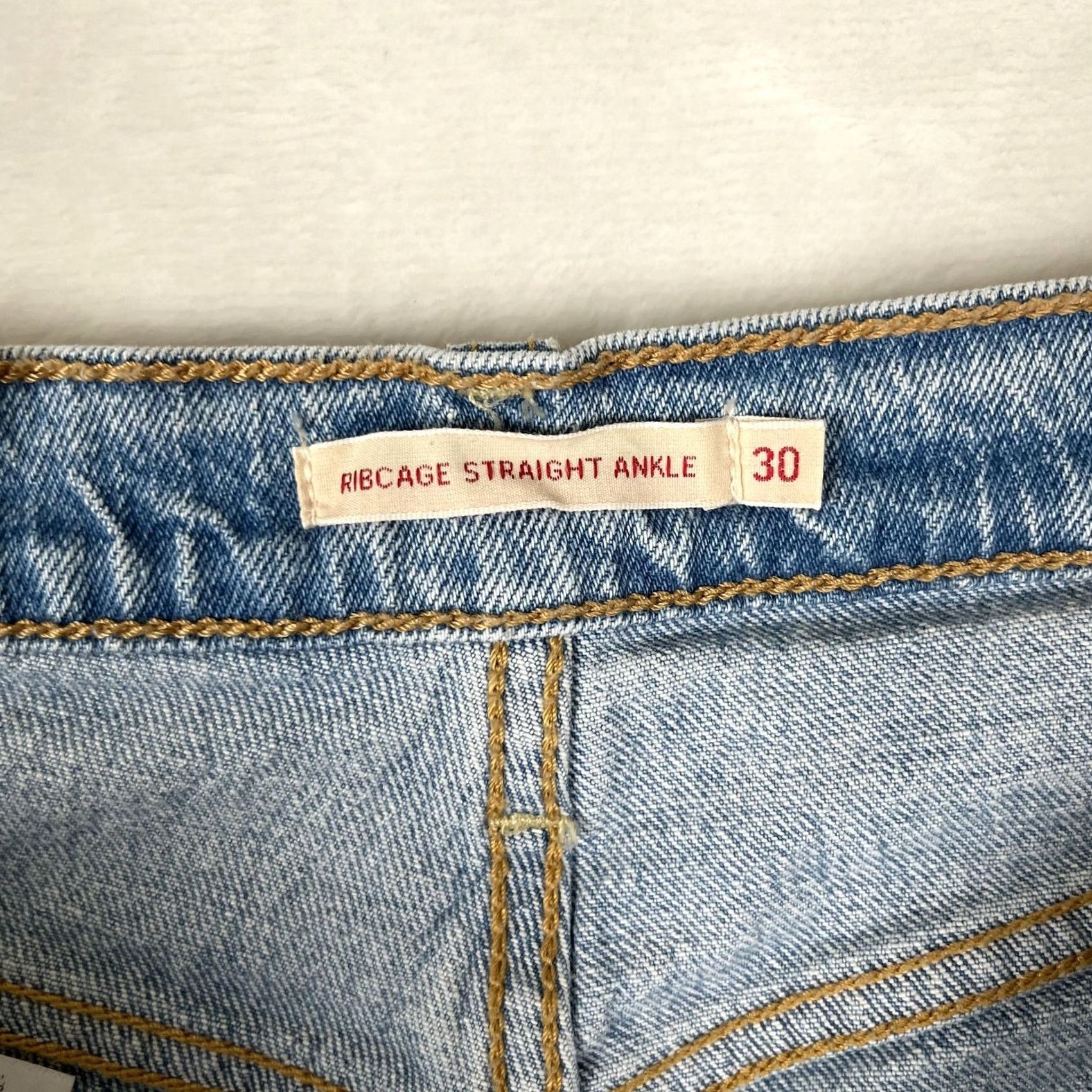 Levi's Levi's Ribcage Straight Ankle Jeans Womens 30 Blue High Rise Distressed Denim 5-Pocket Slim Stretch Pocket Pattern Solid Size 30" / US 8 / IT 44 - 4 Thumbnail