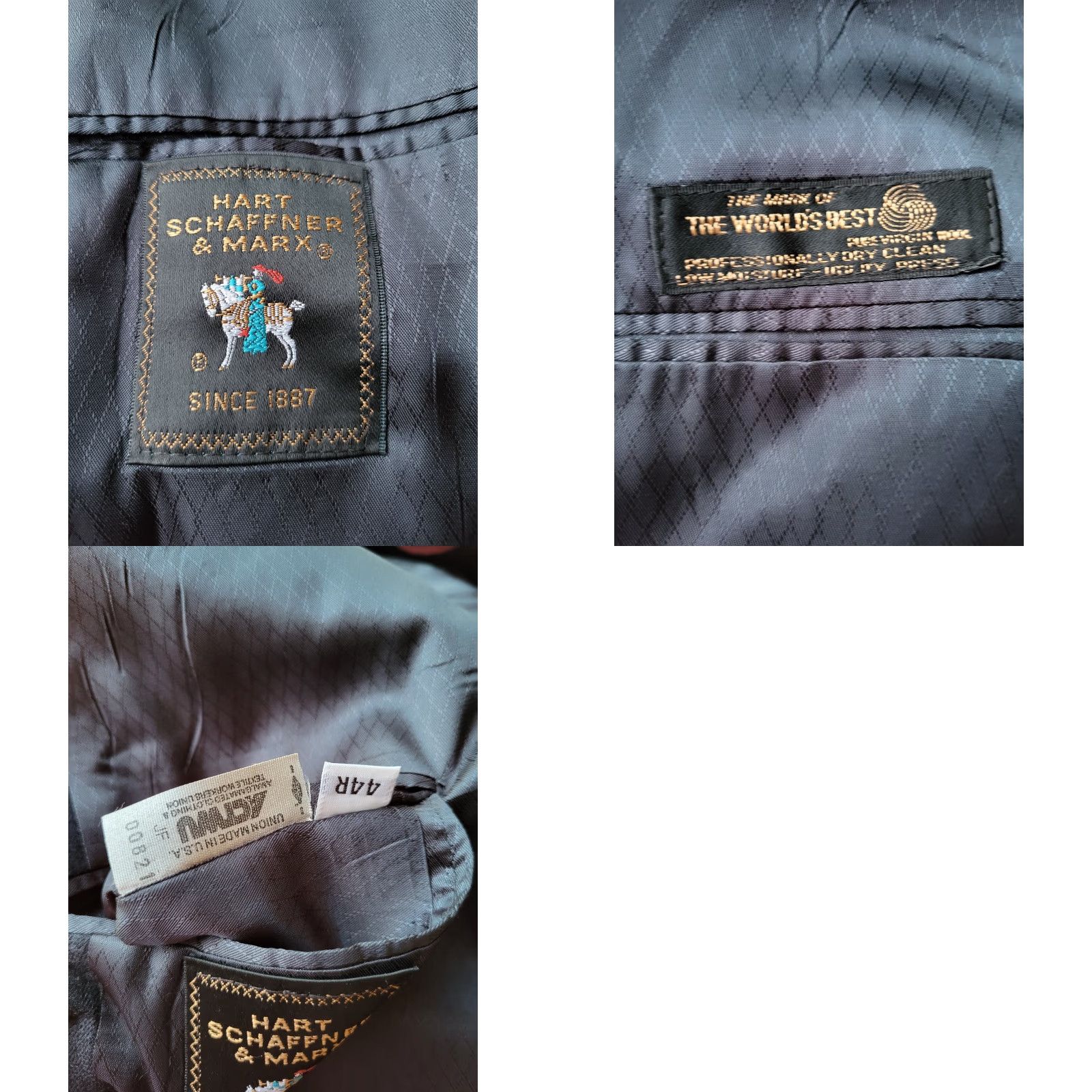 Hart Schaffner Marx Hart Schaffner Marx Suit Flannel Wool Charcoal Striped 2 Piece 44R Jacket Pants 38 Mens Vintage Size 44R - 9 Thumbnail