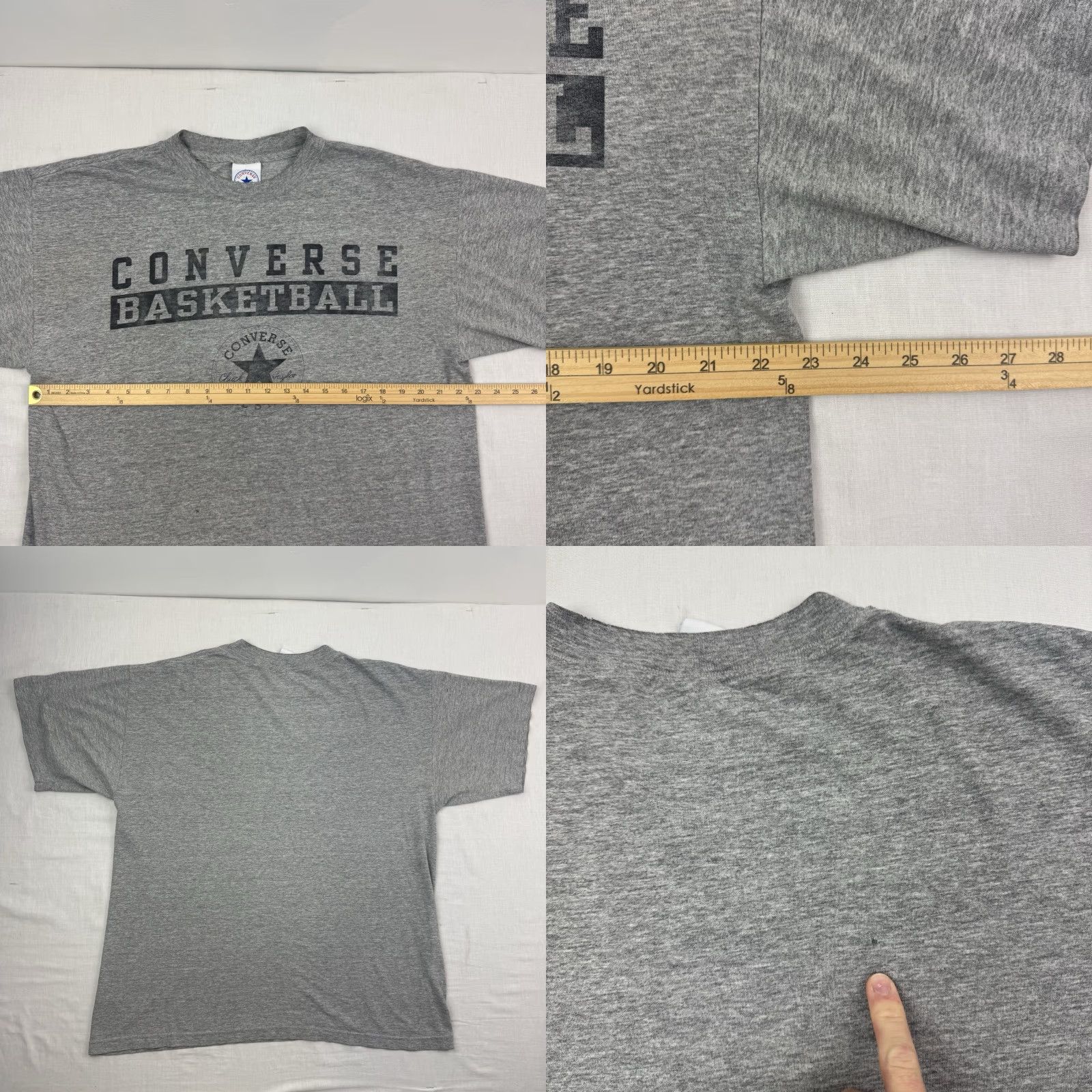 Converse VINTAGE Converse T Shirt Adult Large Gray Hipster 90s Y2K Sports Thrashed USA Mens Size US L / EU 52-54 / 3 - 10 Thumbnail