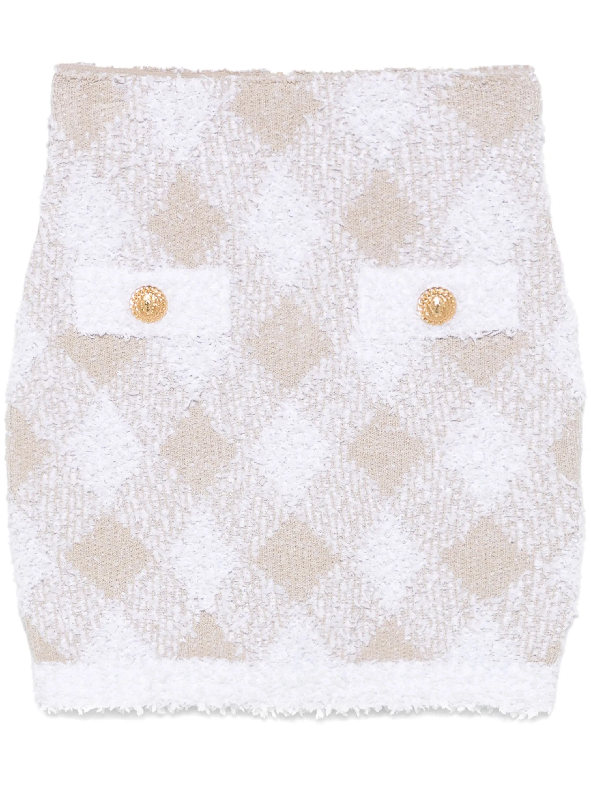 Balmain o1s1wg111025 Mini Skirt in Blanc/ Beige Size 25" / US 0 / IT 36 - 1 Thumbnail