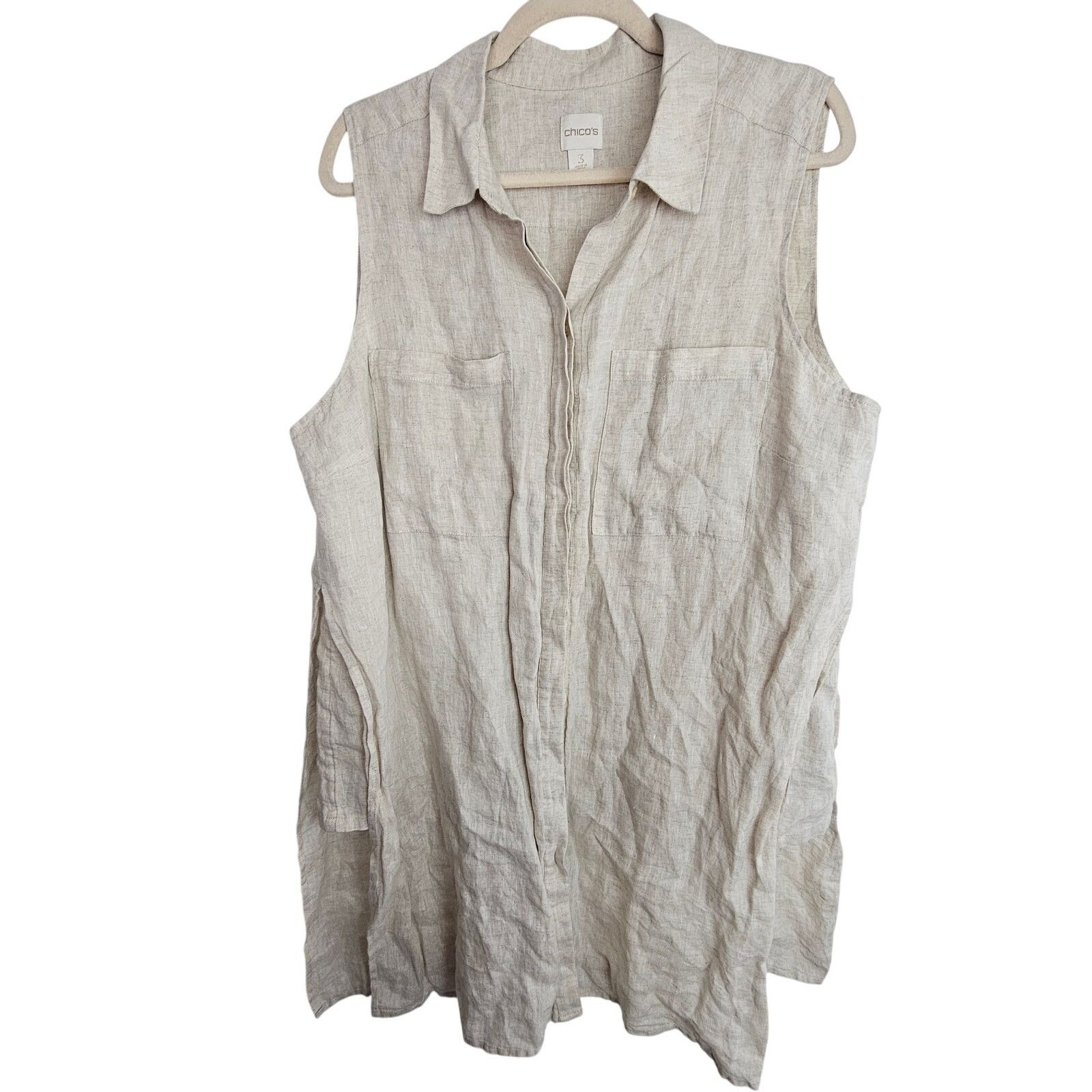 Chicos Chicos Womens Linen Top L Coastal Grandma Resortwear Beach Size L / US 10 / IT 46 - 1 Thumbnail