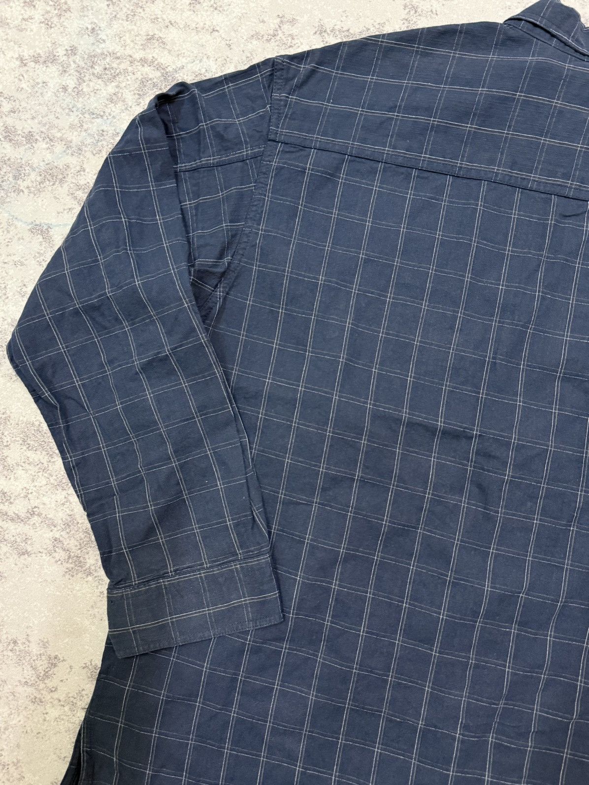 Kansai Yamamoto Kansai Jeans Dark Blue Plaid Zip Up Shirt Size US XXL / EU 58 / 5 - 16 Thumbnail