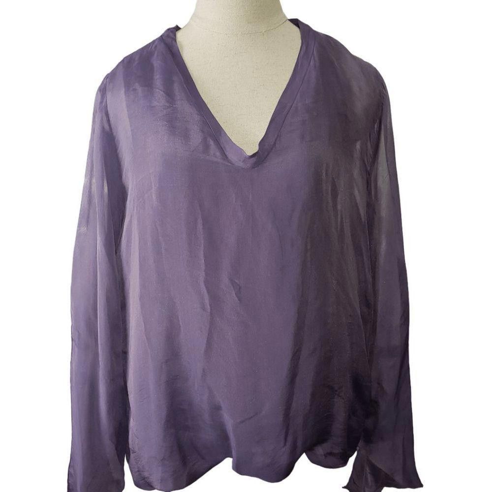 Designer CT1332 Tina Stephens 100% Silk Long Sleeve Blouse S Size S / US 4 / IT 40 - 1 Thumbnail