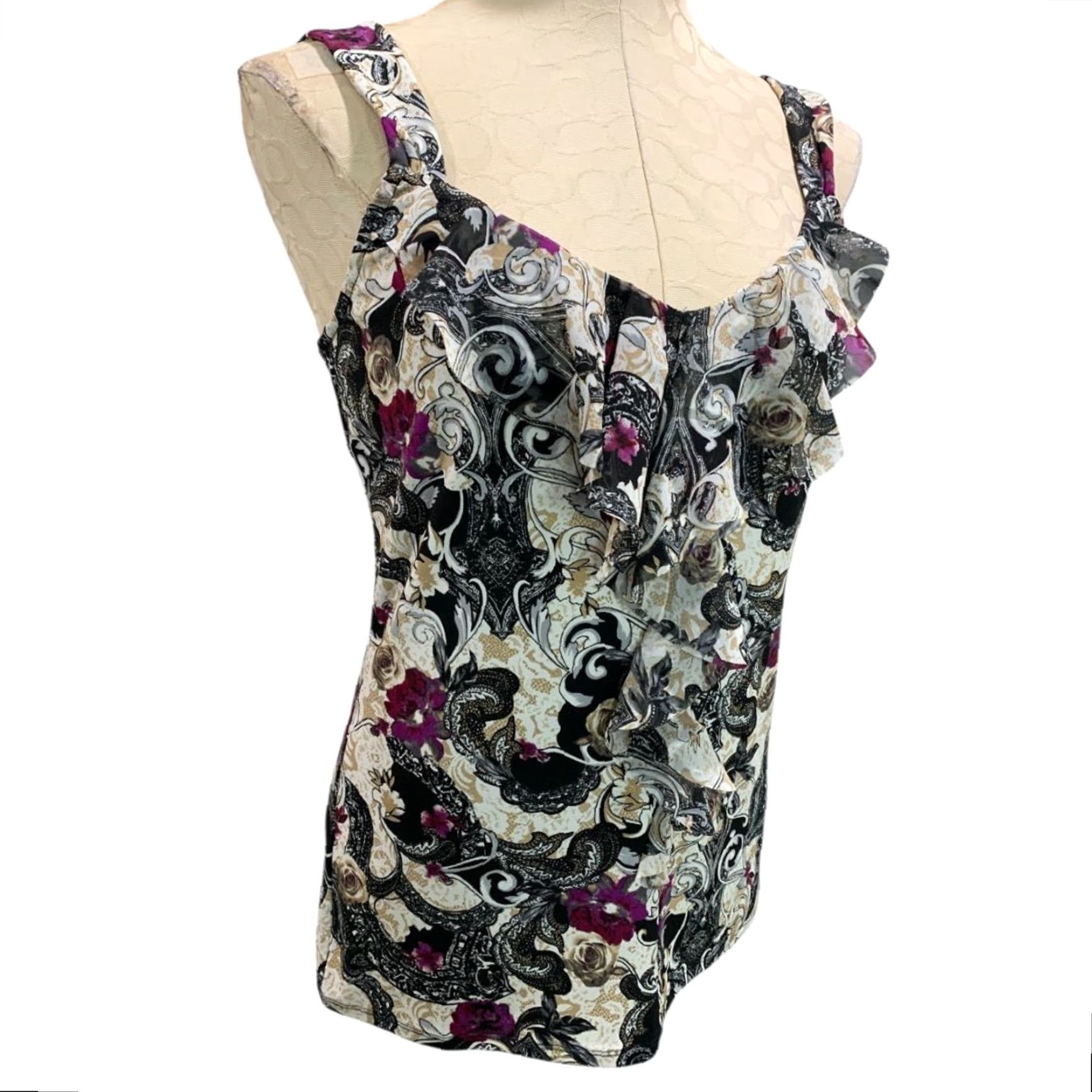 White House Black Market White House Black Market WHBM Womens Tank Blouse Ruffle Medium Size M / US 6-8 / IT 42-44 - 2 Thumbnail