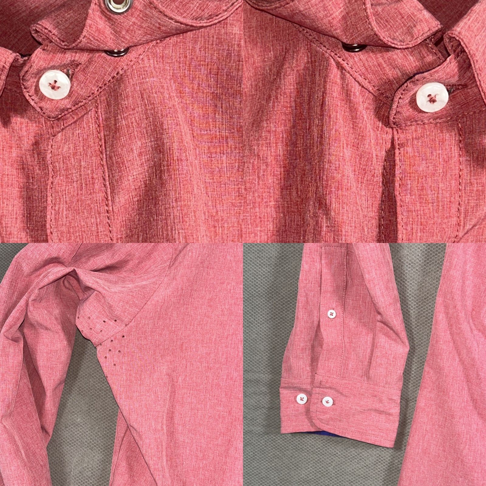 Vintage William Murray Mens Button-Down Shirt 2XL Long Sleeve Red Polyester Spandex Size US XXL / EU 58 / 5 - 8 Thumbnail