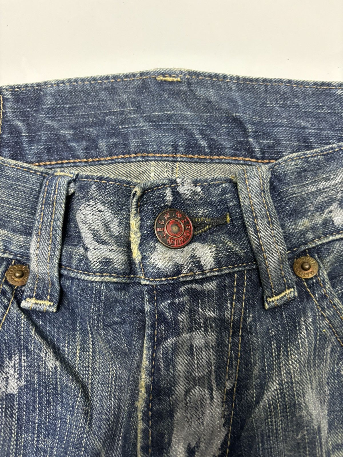 14th Addiction FLARED🔥VINTAGE EDWIN 503 FLARE DISTRESSED DENIM JEANS Size US 32 / EU 48 - 11 Thumbnail