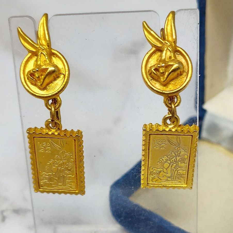 Warner Bros Looney Tunes USPS Stamp Collection Bugs Bunny VTG Earrings Size ONE SIZE - 2 Thumbnail
