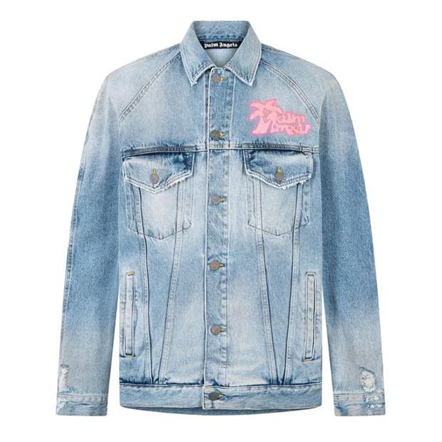 Palm Angels o1g2r1mq0524 Denim Jackets in Blue & Pink | Grailed