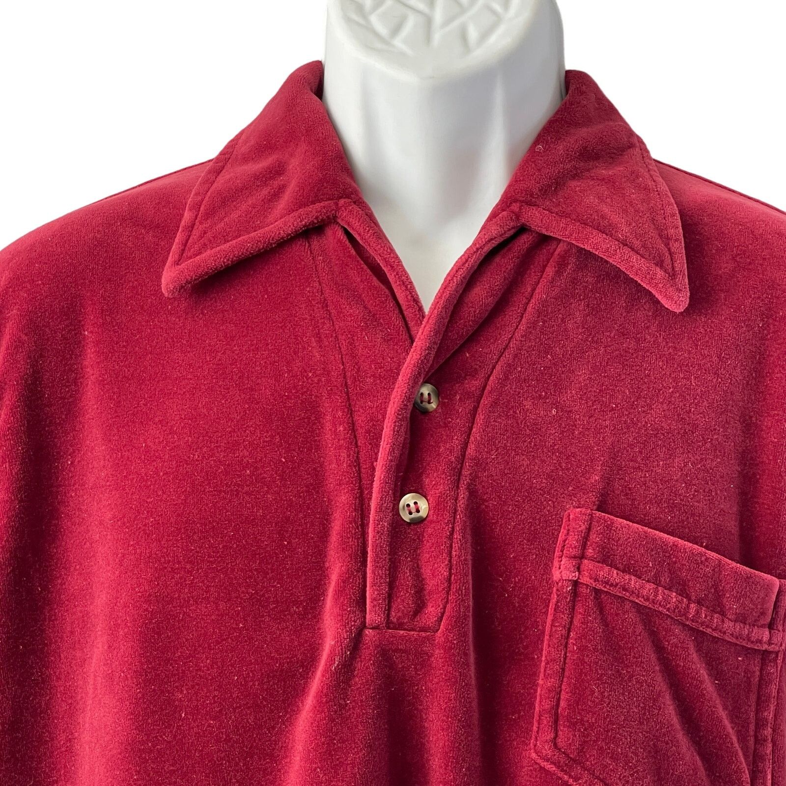 Vintage VINTAGE 70s Mervyn's Velour Long Sleeve Polo Shirt Size L Size US L / EU 52-54 / 3 - 2 Thumbnail