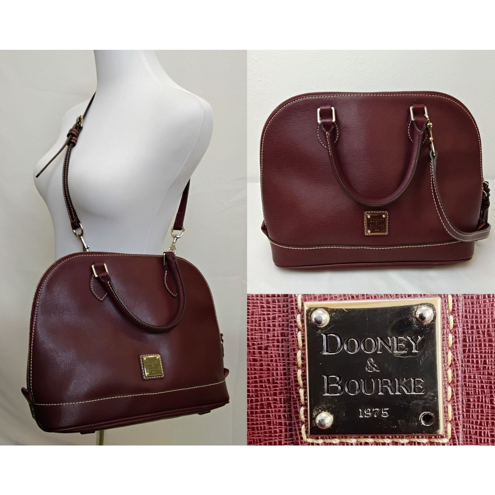 Dooney & Bourke Dooney & Bourke Satchel Handbag Deep Red Brushed Leather Size ONE SIZE - 1 Thumbnail