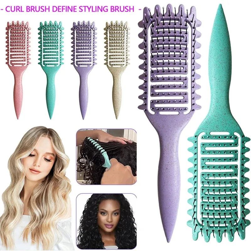 Other Curl Define Styling Brush Hollow Out Detangling Hair Brush Size ONE SIZE - 8 Thumbnail