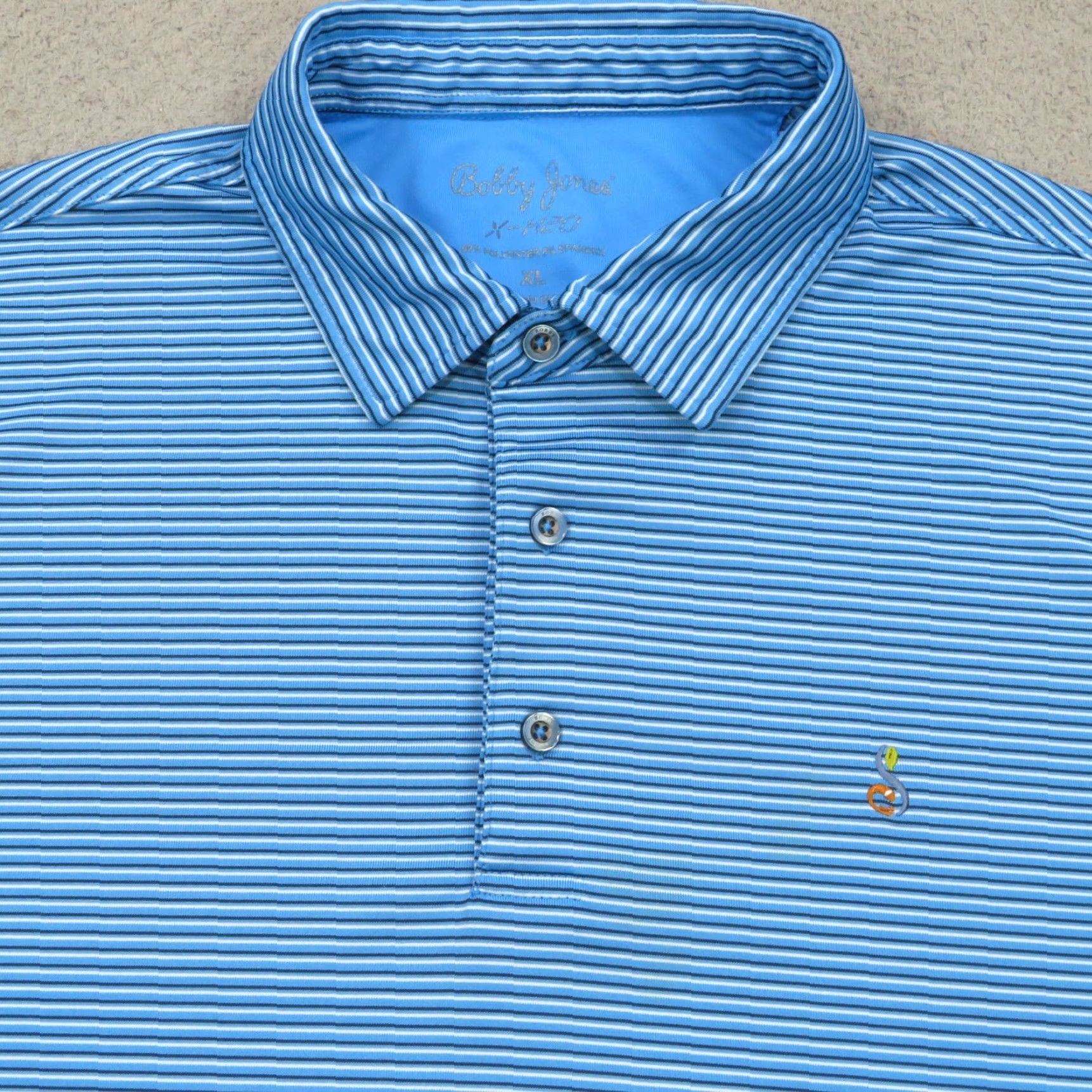 Vintage Bobby Jones Streamsong Polo Shirt Mens XL Blue White Stripe Golf Performance Size US XL / EU 56 / 4 - 3 Thumbnail
